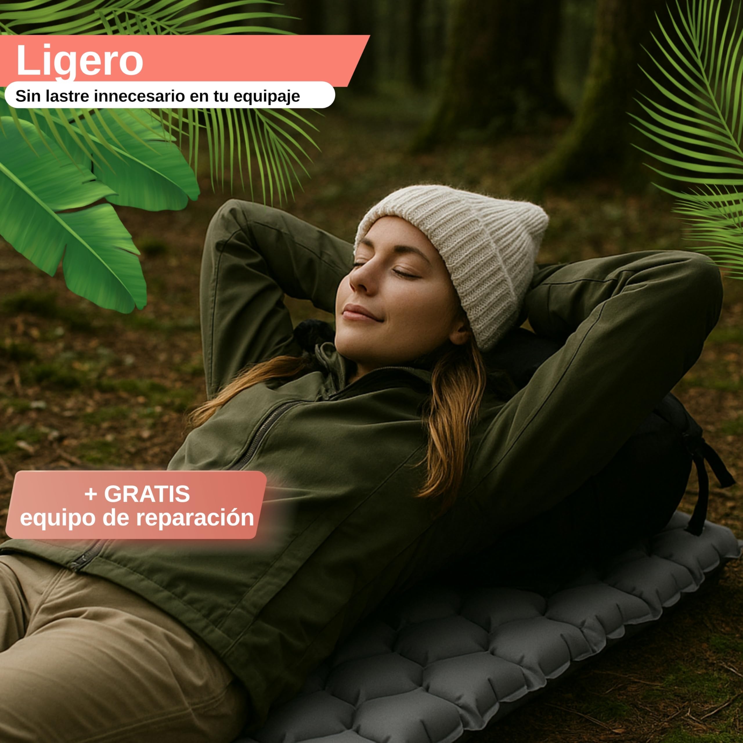 Backpacker's Journey Colchoneta Hinchable Ultraligera - Tamaño Reducido al Plegar, Esterilla para Tienda, Trekking y Bikepacking