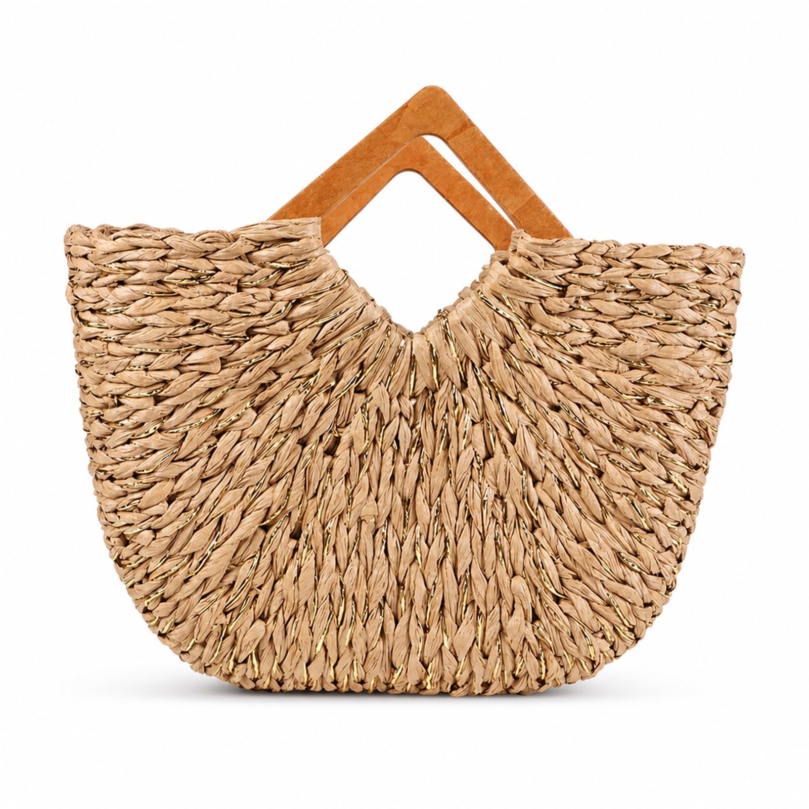 Sac De Plages en Paille,Panier De Plages en Osier,Panier De Plages en Paille,Sac Cabas en Paille,Sac De Shopping Tressé,Sac De Plages en Paille pour Femme Grande Capacité