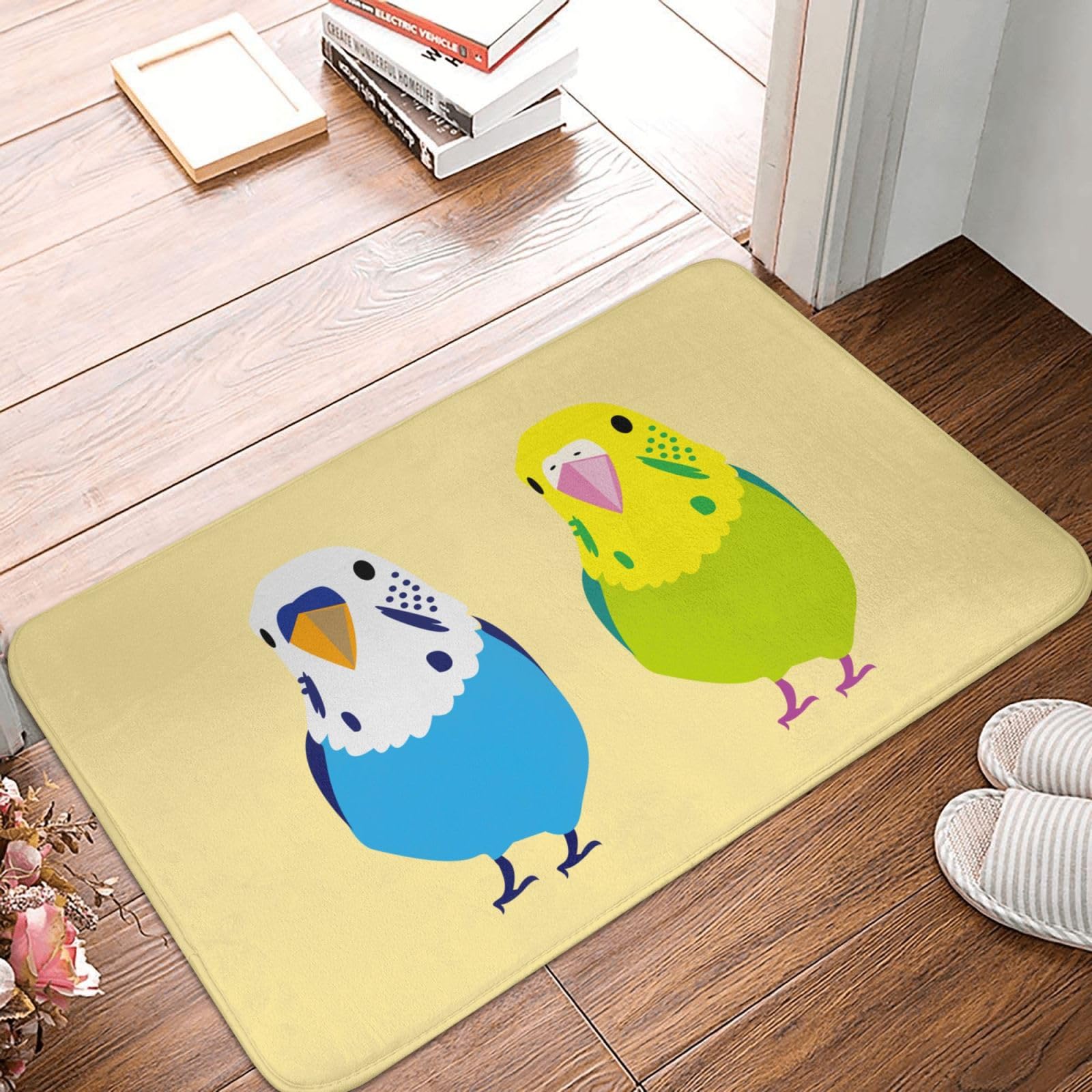 Amazon｜セキセイインコ 二匹 鳥柄 玄関マット 屋外 室内 足拭きマット