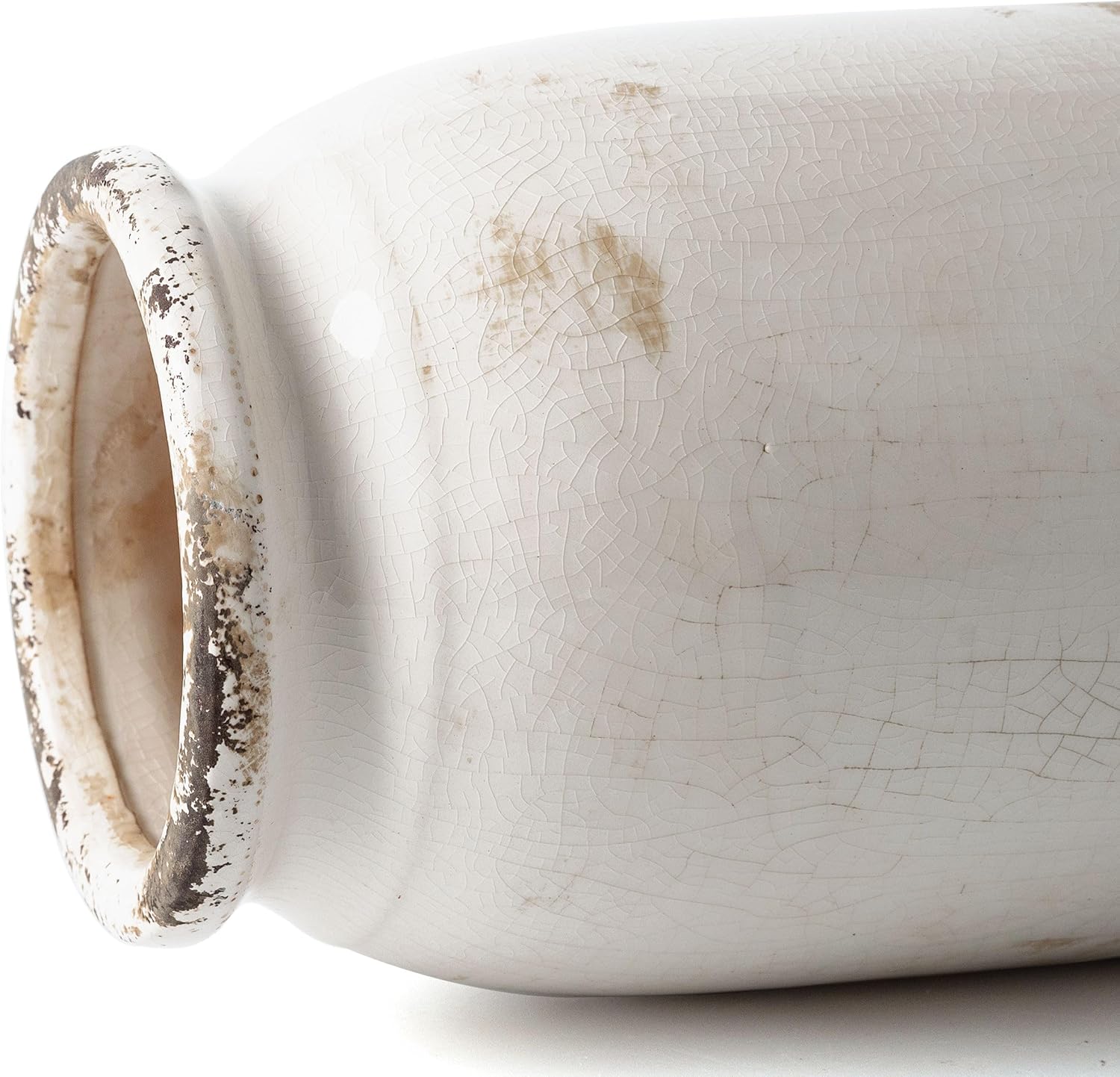 VICTOR & TERESA Rustic Large White Vase for Home Decor, 10'' Tall Ceramic Vases for Flowers, Farmhouse Decorative Vases for Pampas Grass, Table, Mantel, Living Room, Centerpieces - Image 6