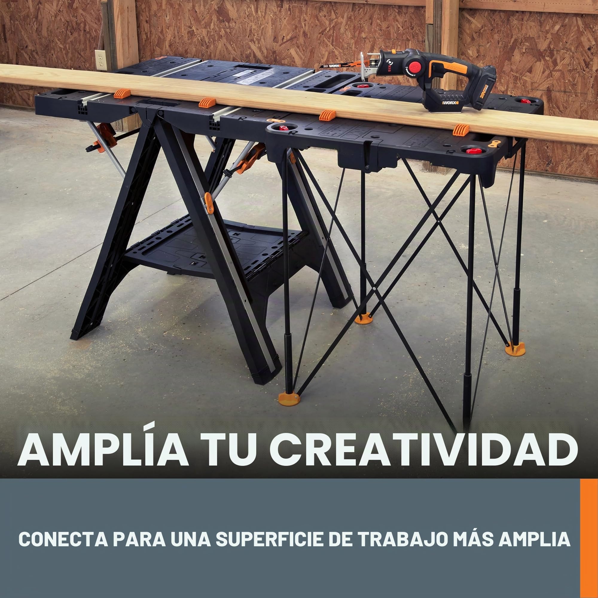 WORX WX066 Sidekick-Mesa de Trabajo portátil, Negro