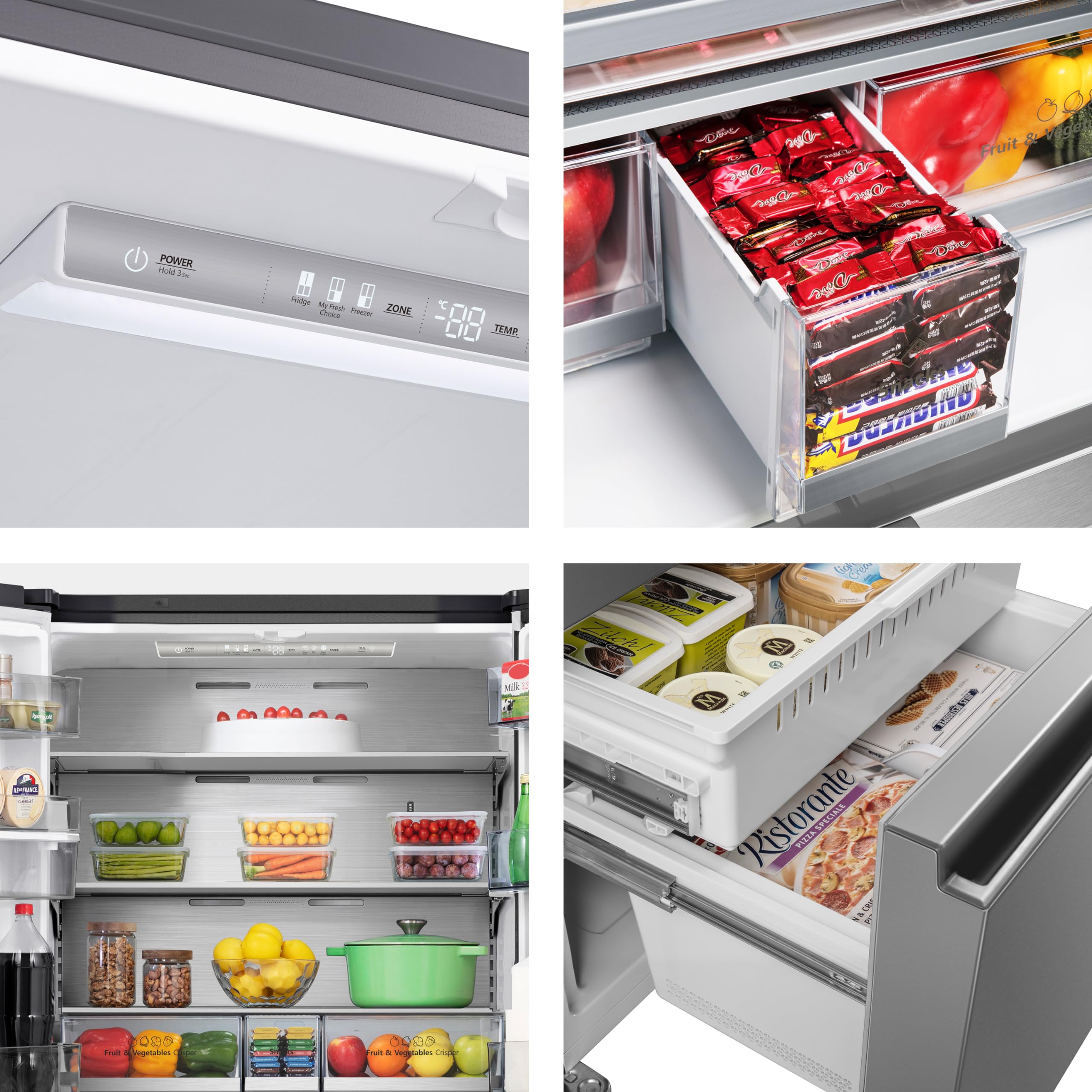 Hisense RF749N4SWSE - Frigorífico Americano,Conectividad Wifi No Frost, Inox Puerta Cajón Frances, Total No Frost, Capacidad Neta 579 L, 1.78 m,Silencioso