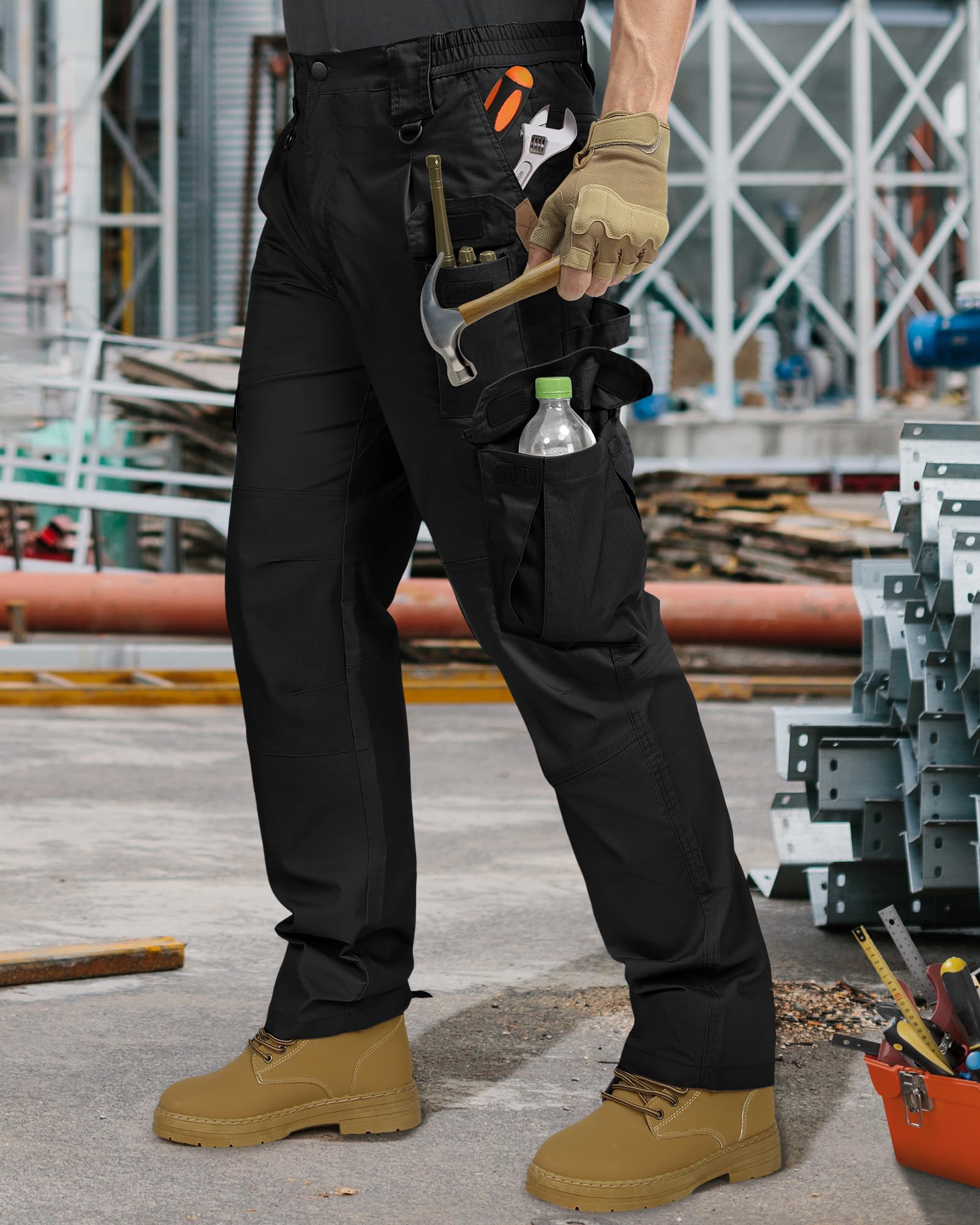 IGOLUMON Pantaloni da Lavoro Uomo Pantaloni Cargo Pantaloni Tattici con Multi Tasca Pantalone Uomo per Casual Campeggio Escursioni