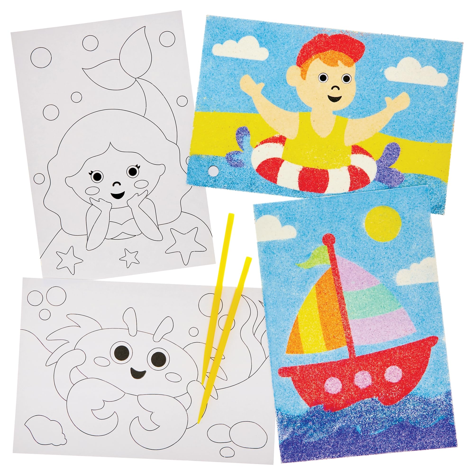 Baker Ross FN417 Summer Sand Art Pictures - Pack of 10, Sand Arts and Crafts for Kids
