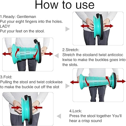 Miniatura 4 de ALEVMOOM Taburete plegable con cojín, telescópico portátil, capacidad de carga más resistente, 440.9 lbs, taburete plegable retráctil ajustable para
