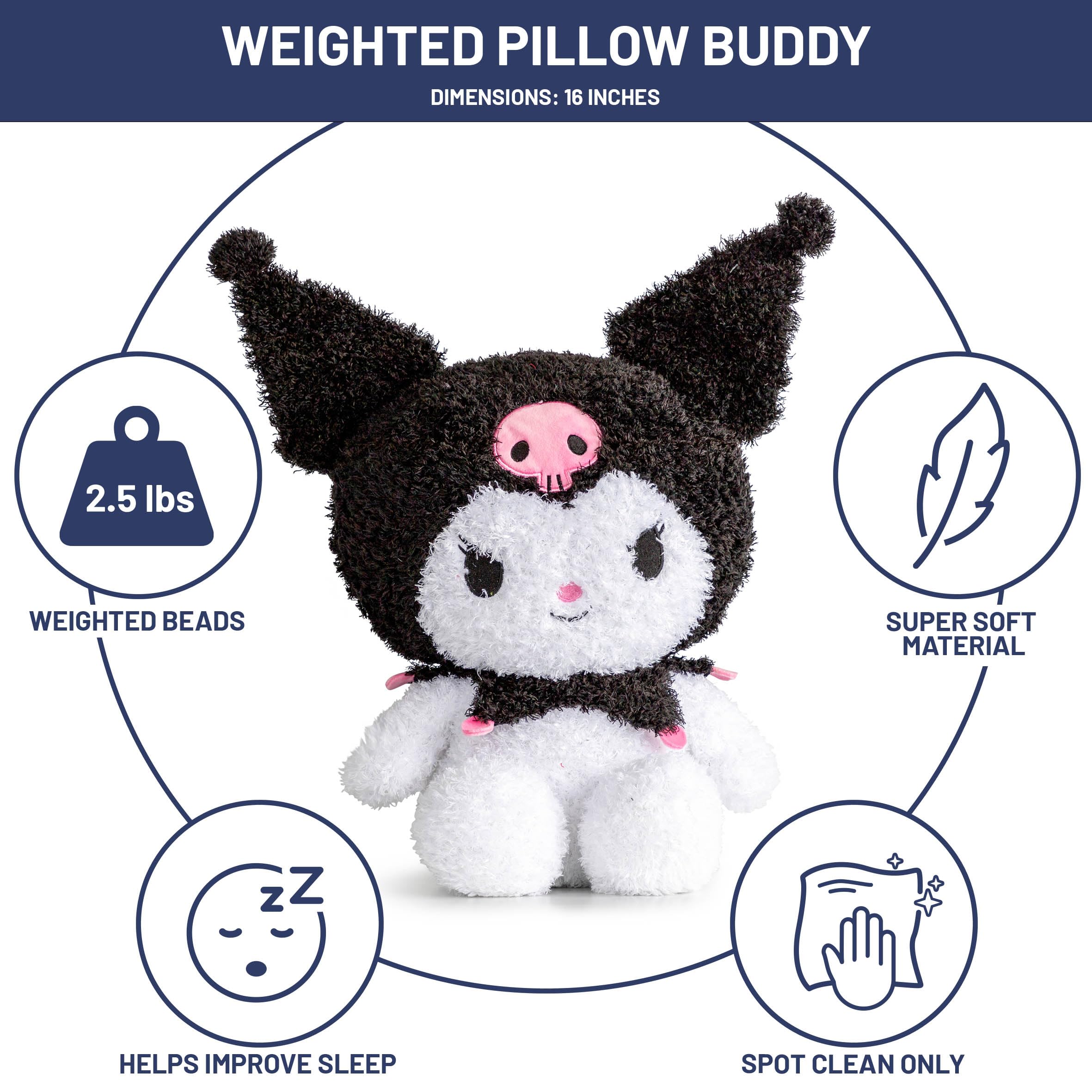 Hello Kitty Kuromi Fuzzy Weighted Plush Pillow Buddy - Super Soft