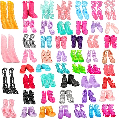 Miunana 50 pares de zapatos de muñeca de tacón alto, botas de muñeca, zapatos planos para muñecas de 11.5 pulgadas, lotes de zapatos de moda