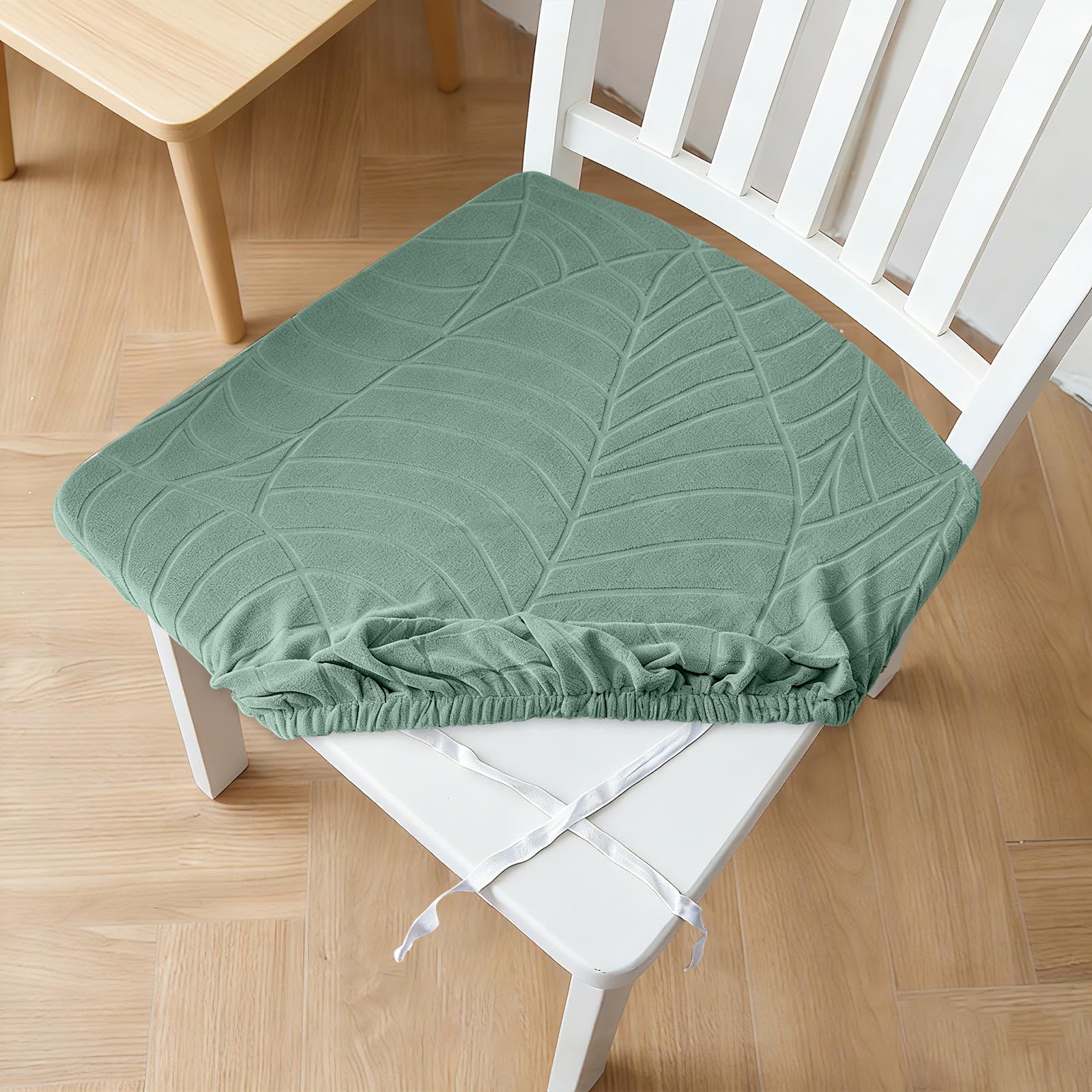 Plliocse Lattice Dining Chair Seat Covers Set of 4 Green Dining Chair Covers Stretch Washable Fabric Seat Cushions for Kitchen Dining Room (Green)