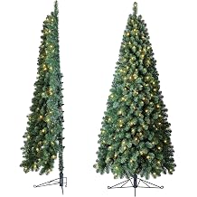 Home Heritage 7ft Pre-Lit Christmas Tree Artificial Half Pine with 150 Warm White LED Lights and 552 Branch Tips Indoor Holiday Decor