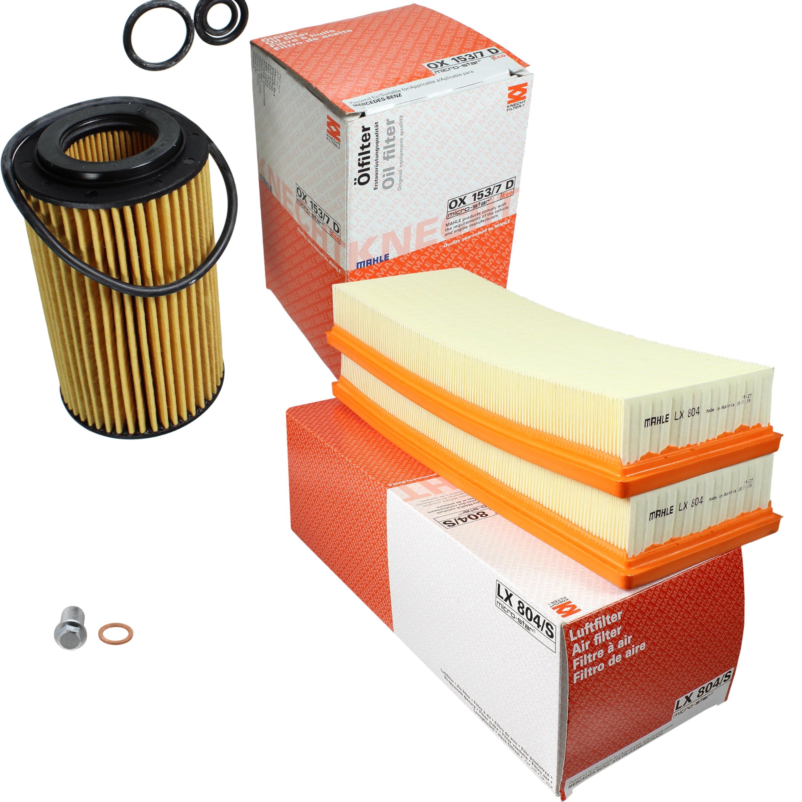 Paquete de inspección Kit de mantenimiento con filtro de aceite OX 153/7D, filtro de aire LX 804/S, tornillo de cierre