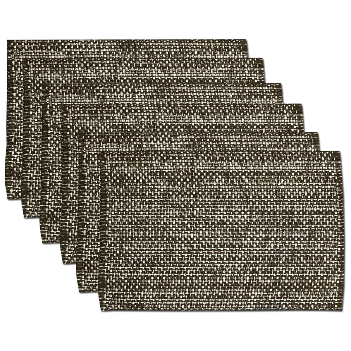 Lot de 12 Sets de Table rectangulaires 100% Coton pour Tables de Salle à Manger, Tissu tissé Bicolore, 25,4 x 48,3 cm, Chocolat