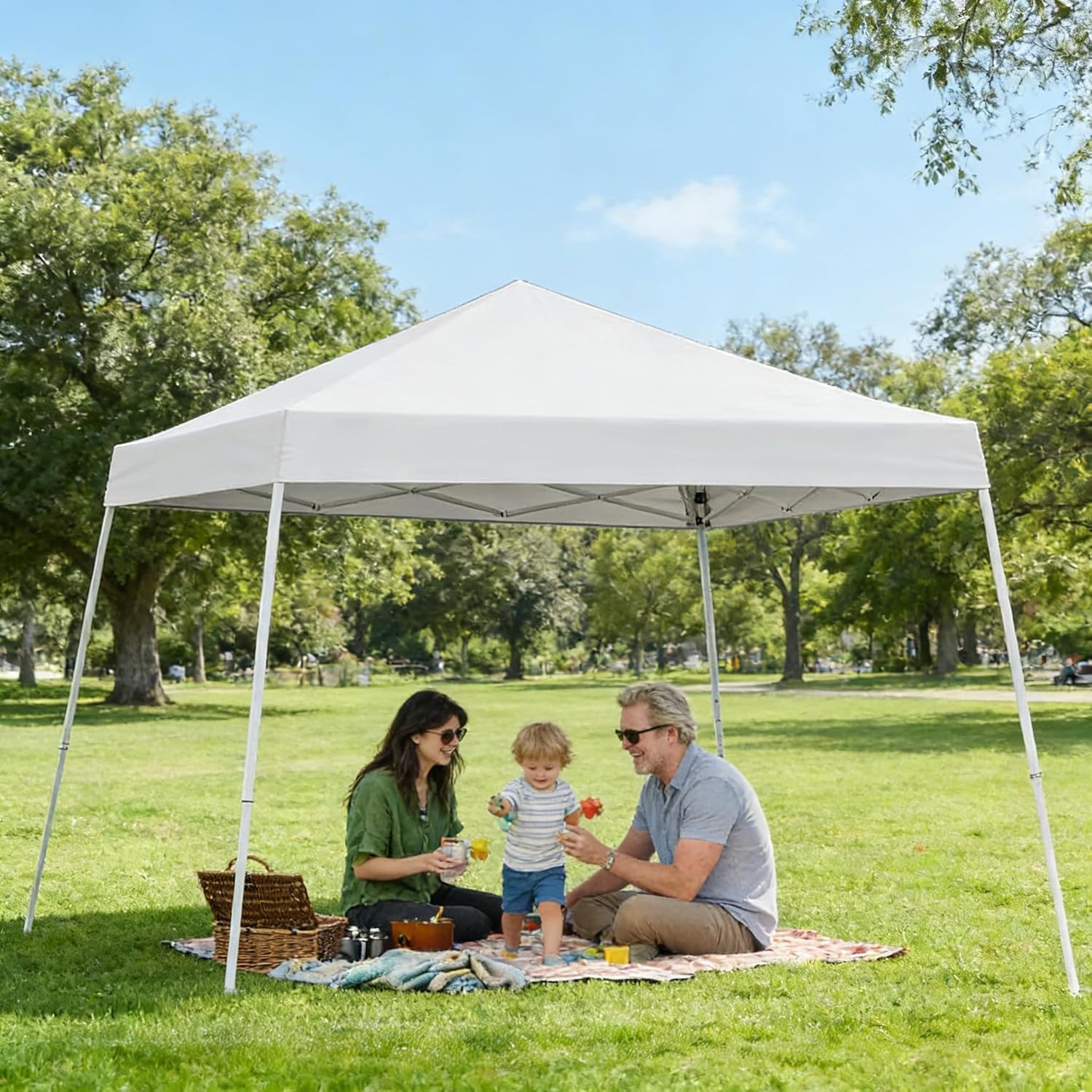 Garvee Tonnelle de Jardin Extérieur 3x3m Tente Pliante de Jardin | Rapide à Installer Auvent Pliable pour Camping, Festival, Plage, Jardins Inclus Sac de Transport, Blanche