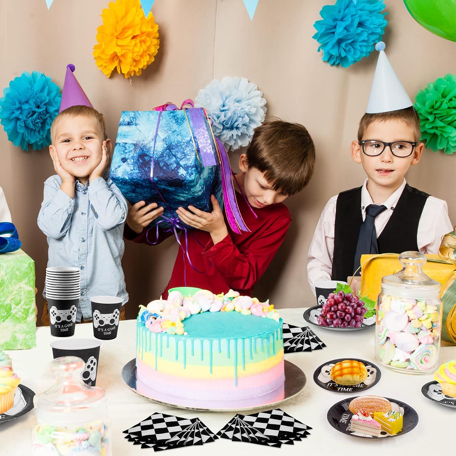 Party Supplies Serves 24 Guests, Video Game Party Paper