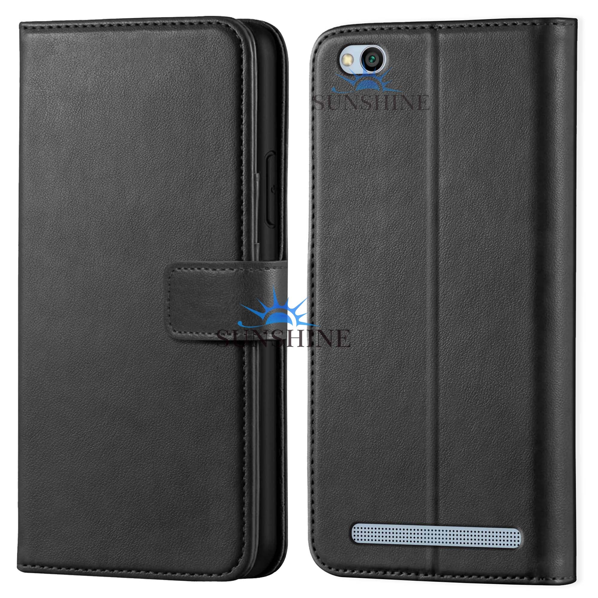 Leather Vintage Shock Proof Flip Case Back Cover for Redmi 5a Sport (Flexible | Leather Finish | Card Pockets Wallet & Stand | Black)-image-34