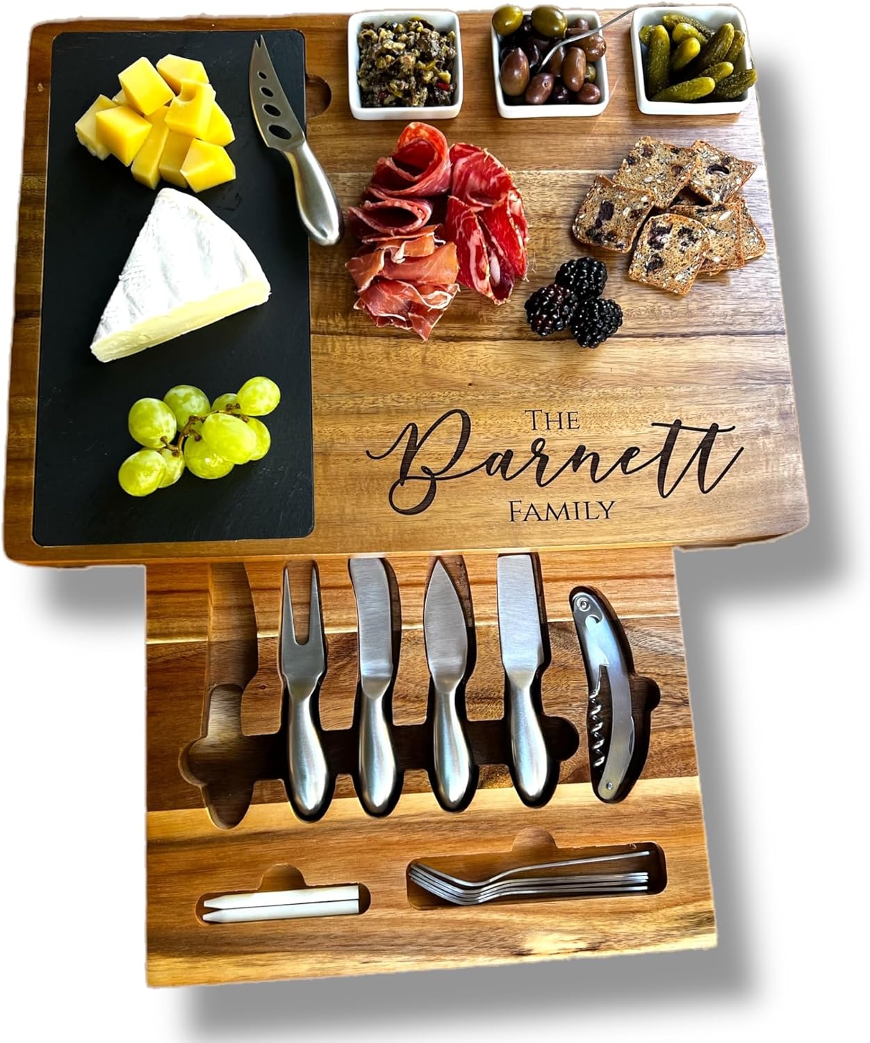 Personalized Charcuterie Board Set/19pcs Cheese Board And Knife Set, Realtor Closing gift, Custom Charcuterie board, Wedding Gift