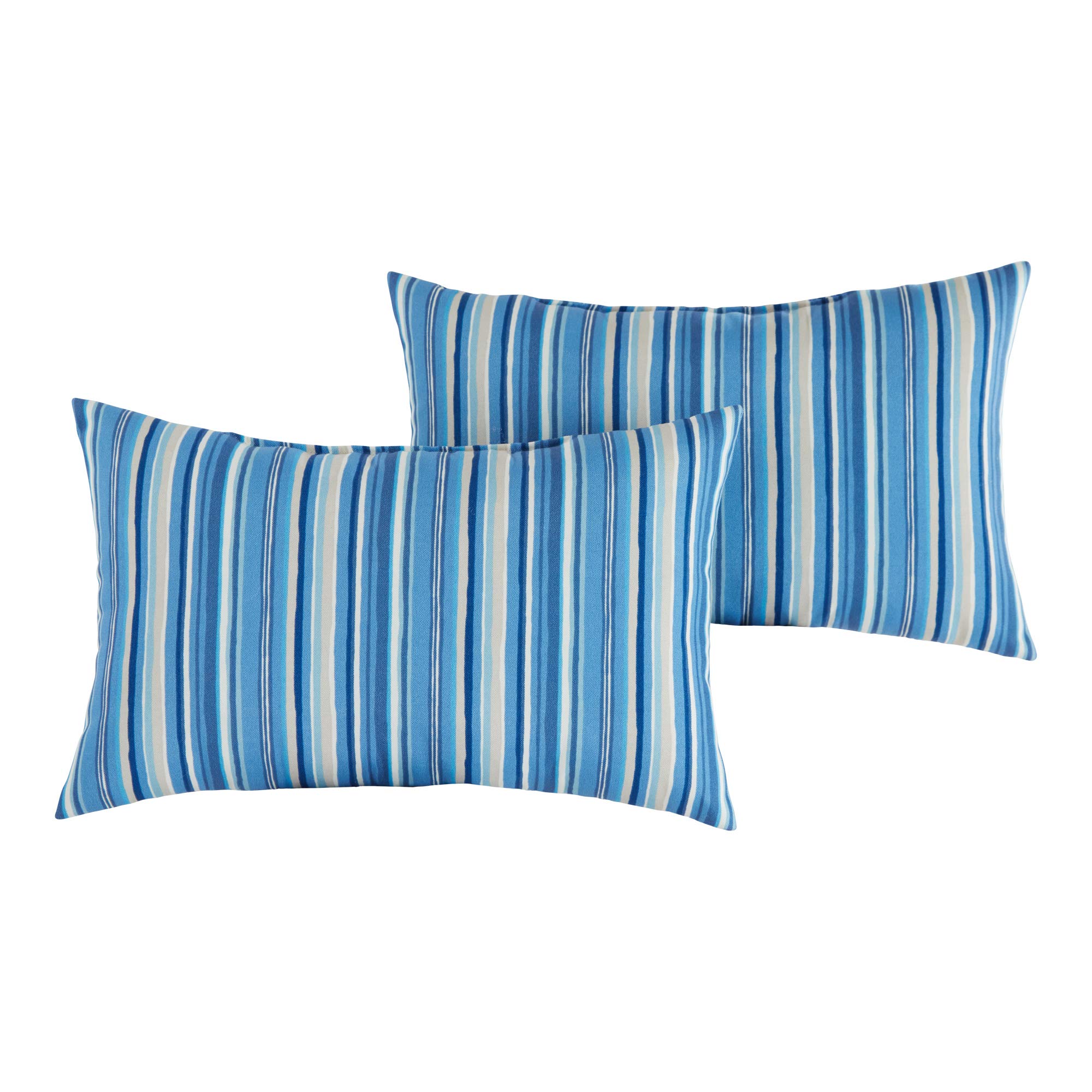 South Pine Porch Outdoor Sapphire Stripe 19x12-inch Rectangle Accent Pillow, Set of 2