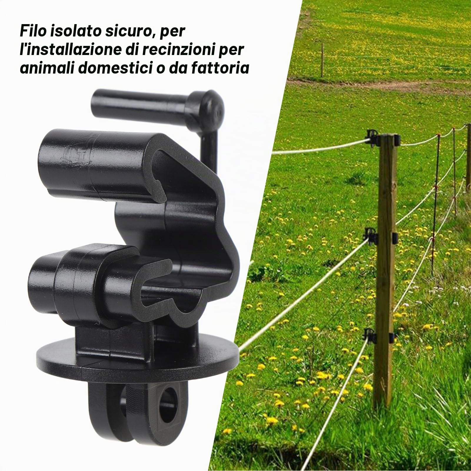 Isolatori per Pali a T, 25 Isolatori per Recinzione Elettrica in Plastica, Accessori Versatili per Recinzione da Giardino, Recinzione per Animali Domestici, Recinzione Agricola