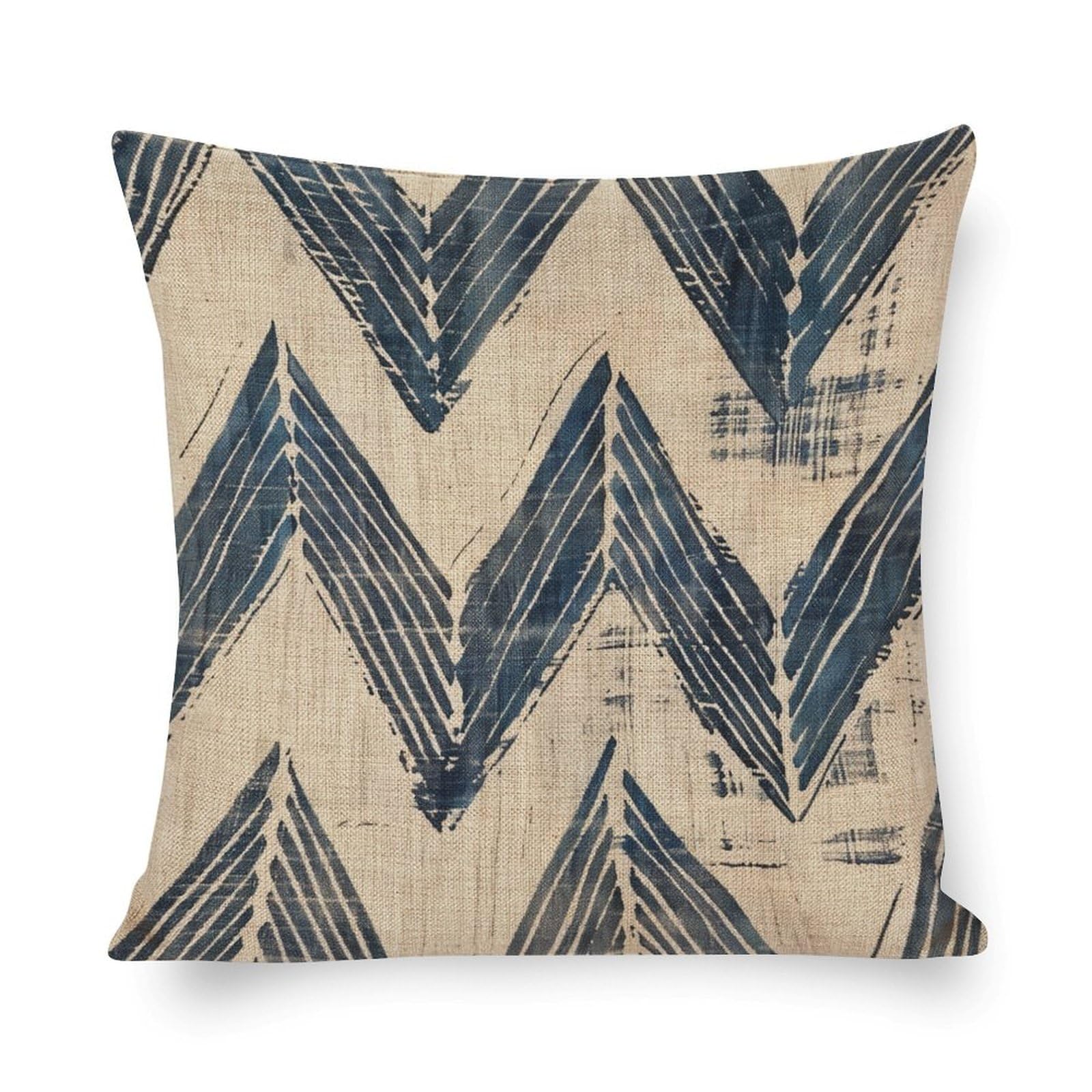 MaSiledy Large Couch Pillows Indigo Blue Chevron Lines Cushion Pillow Cover 20"x20" Geometric Pattern Outdoor Square Pillow Cushion Cases Home Sofa