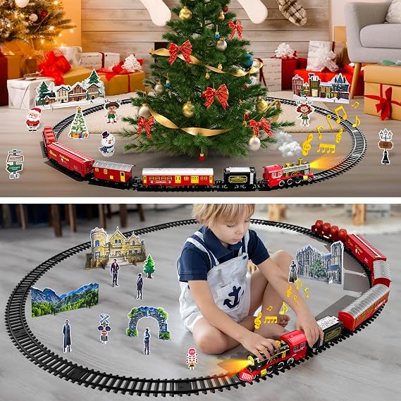 Doloowee Train Set, Eectric Steam Train Toy for 4 5 6 7 8 Years Old Boys