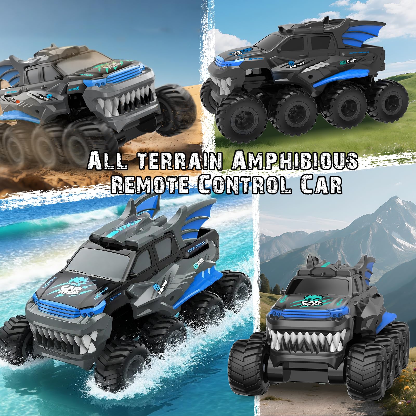 FEIMUOSI Zdalnie sterowany samochód amfibii RC Car: 8WD Outdoor Games, zabawka, ciężarówka, hobby, offroad, dla dzieci i dorosłych, na Boże Narodzenie, urodziny, prezent