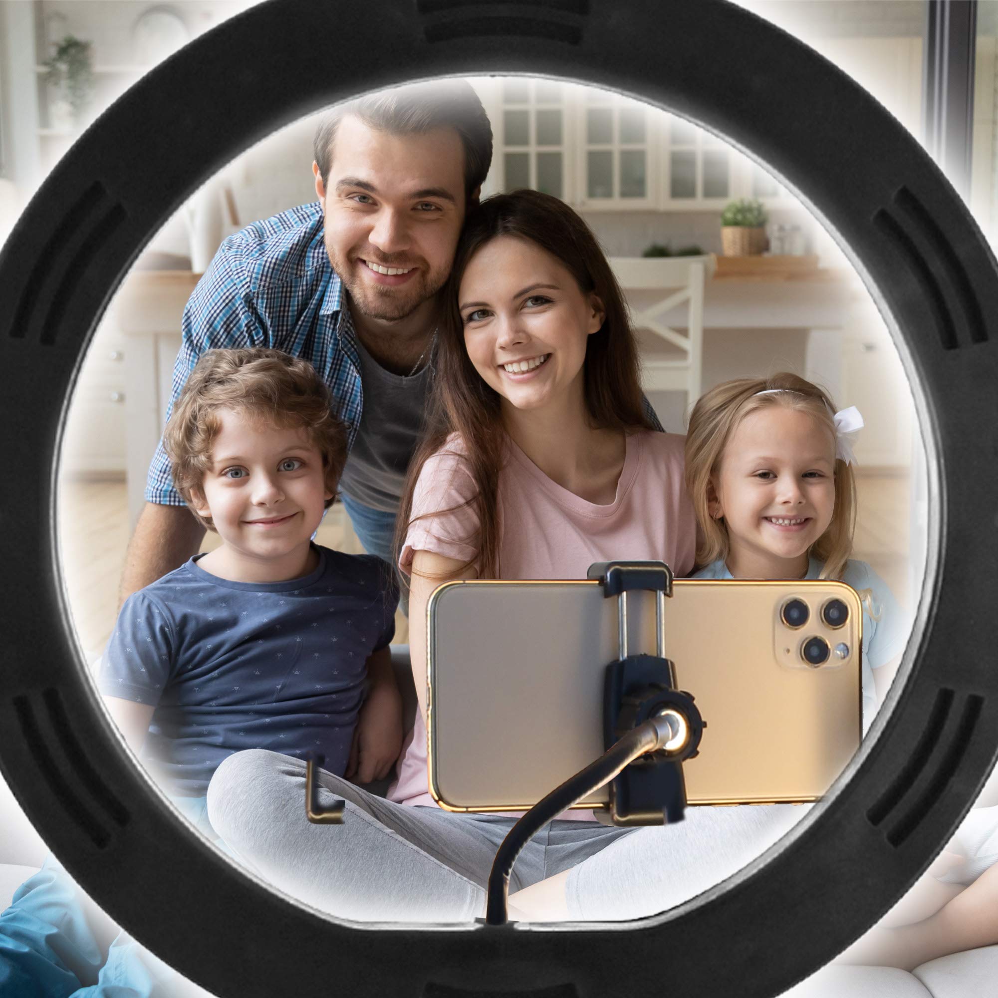 Aduro U-Stream - Anello per selfie, 25,4 cm, con supporto treppiedi e supporto per cellulare, per influenzatore di social media, supporto per telefono e kit luce