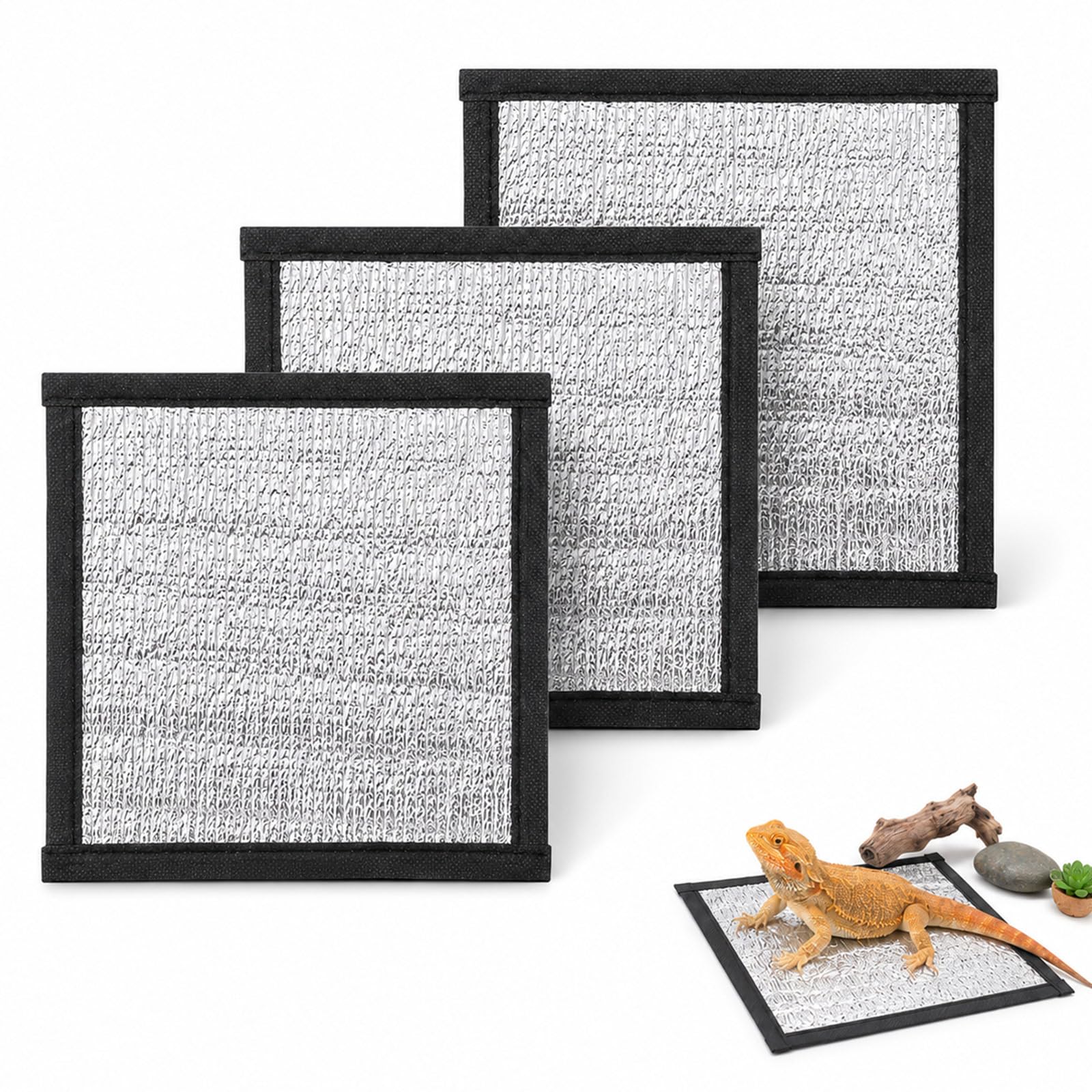 3Pcs Reptile Heating Pads 16x16cm Insulation Mats for Snakes Lizard Terrarium Heater Film Warm Reflective Pet Heat Pad for Cold Weather