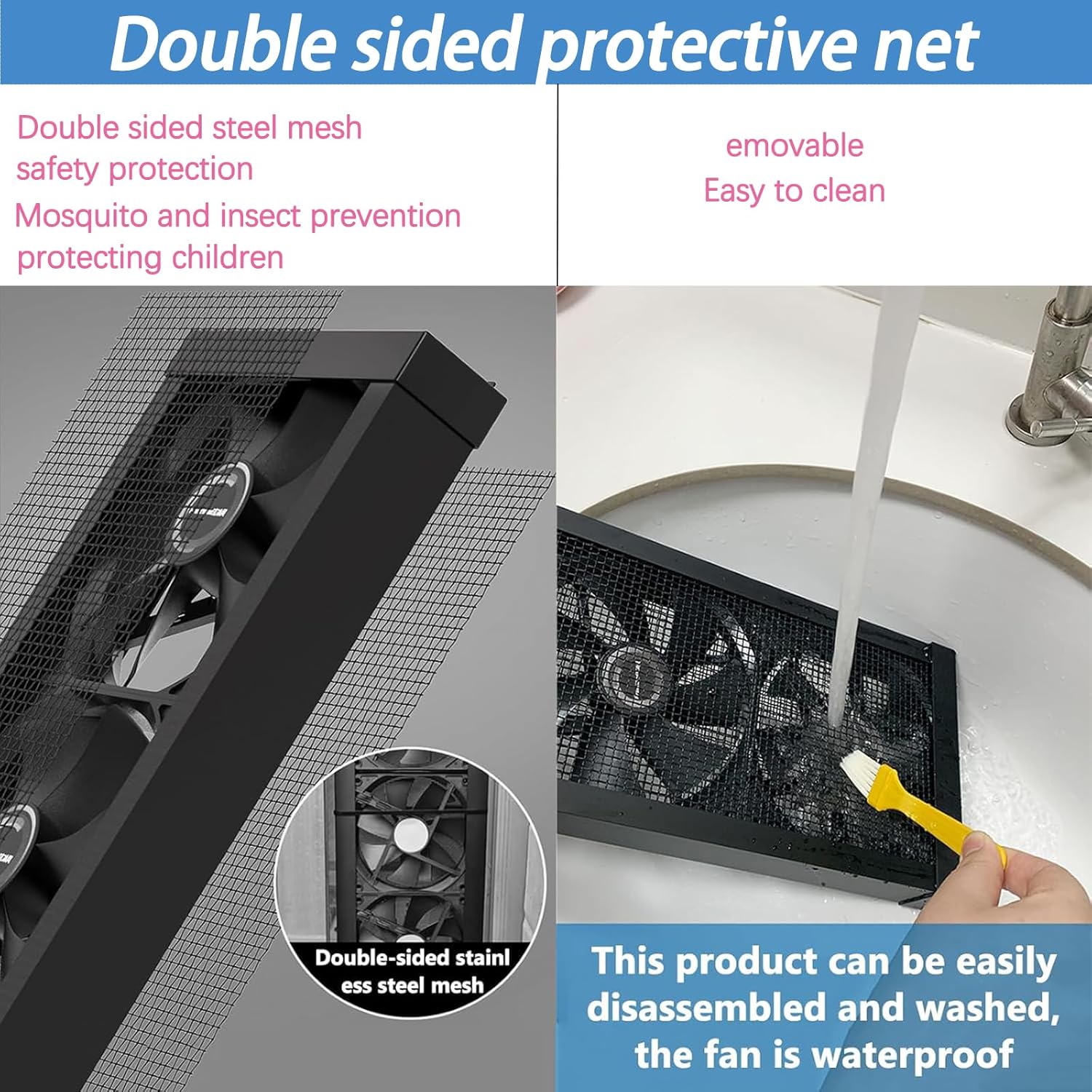 Retractable Window Exhaust Fan, 14-53 Inch Adjustable, 5cm Extendable, Variable Speed, No Drill Installation, Vent Fan for Bedroom Kitchen Home(35-40cm telescopic)