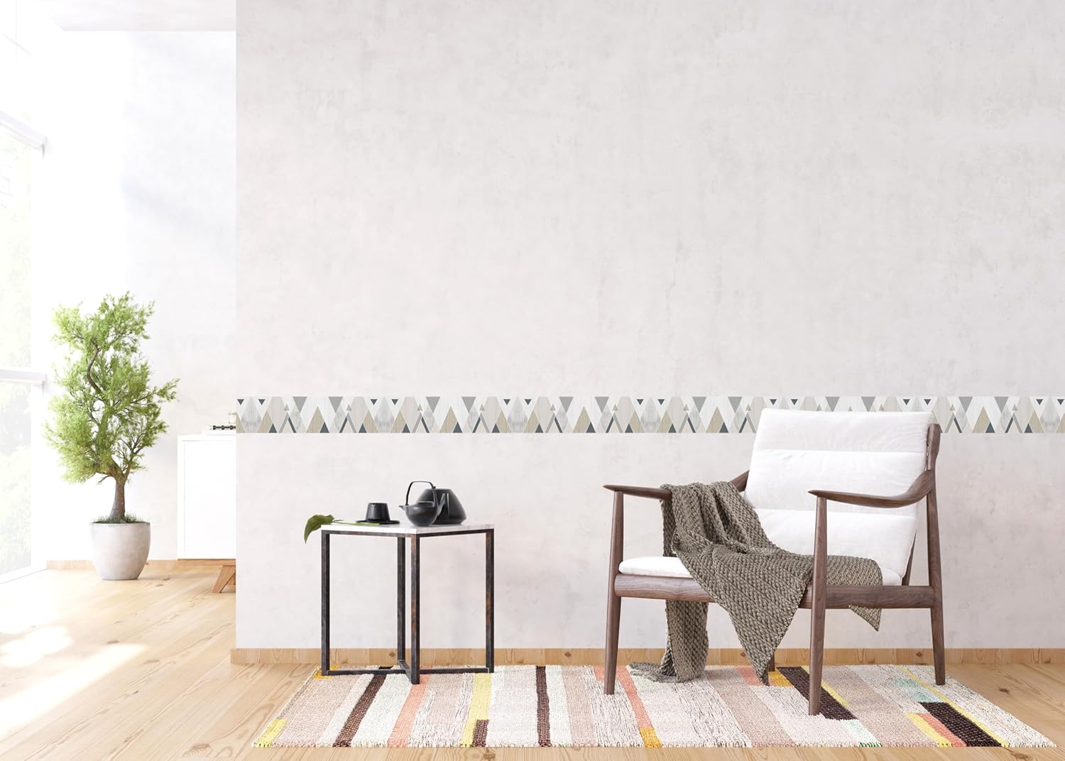AG Design AWB 8446 Self-Adhesive Border Marble and Wood, Waterproof Decoration for Walls, Furniture, Wallpaper, Wall Coverings and Doors, Film, Width 500 cm x Height 13.8 cm