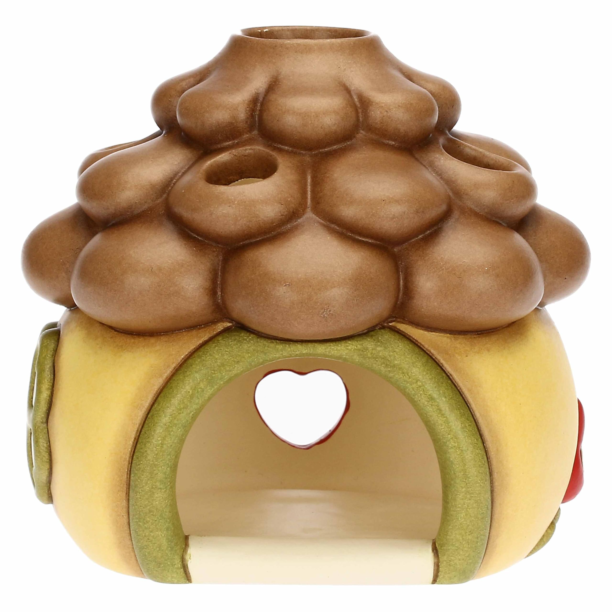 THUN, Porta Tea-Light, Casetta a Forma di Pigna in Ceramica, Linea Inverno Incantato, Accessorio tè da Collezione per Cucina, Idea Regalo per Natale, 10.8 x 10.6 x 10.1 cm