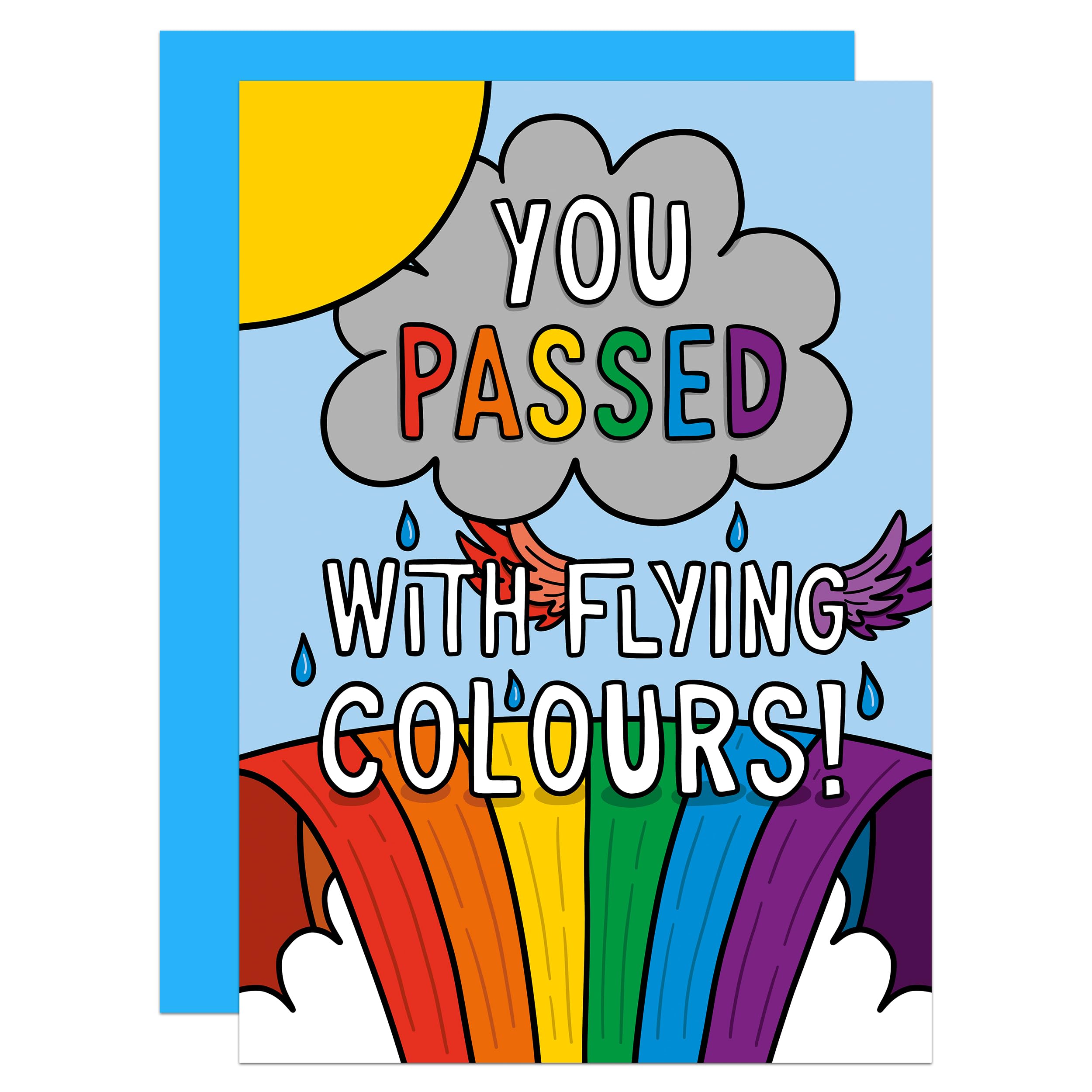 Cute Passed Exams Card, Flying Colours, Congratulations, GCSE Exam, A Levels, SATs, Graduation