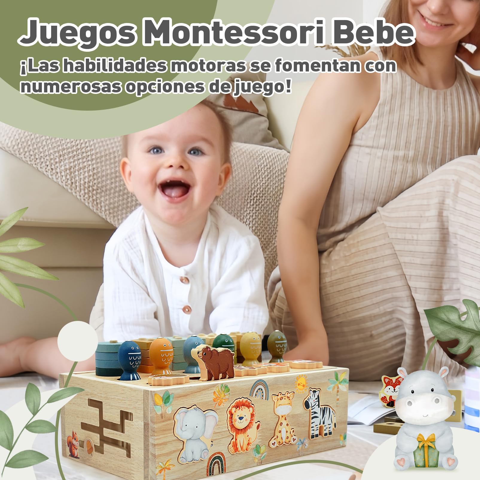 Juguetes Montessori 1 años, Juguete Bebe 1 año Safari Juegos Educativos Niños 1 2 3 Años, 9 EN 1 Juguetes Niños 1 2 3 Años Montessori Madera, Regalos niños 1 2 3 4 Años