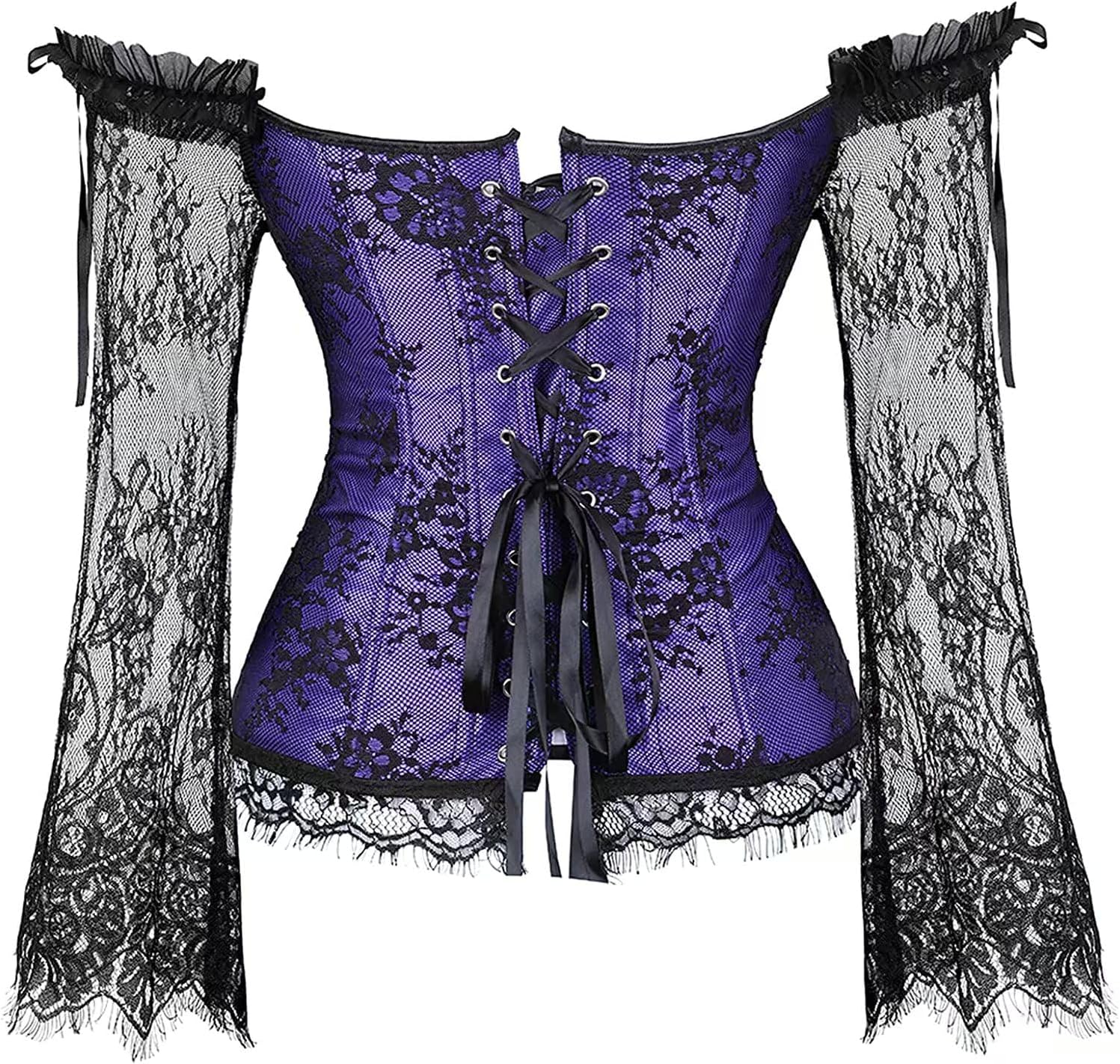 Women's Lace up Gothic Jacquard Shoulder Straps Tank Overbust Shaper Corset Bustiers Top