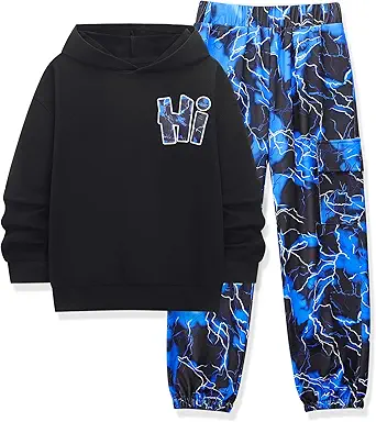 Boys Clothes Long Sleeve Hooded Sweatshirt Top Camouflage Sweatpants Fall Winter Kid Outfits Set 6-14T