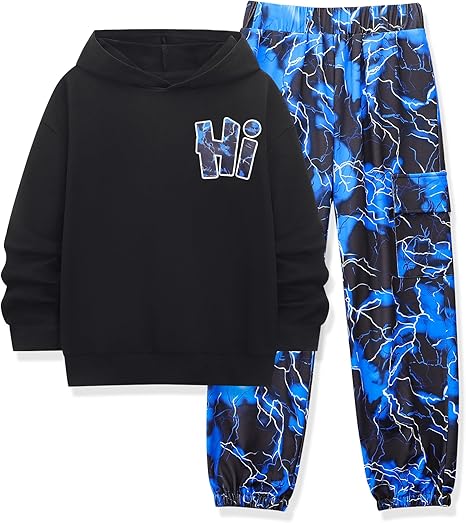 Boys Clothes Long Sleeve Hooded Sweatshirt Top Camouflage Sweatpants Fall Winter Kid Outfits Set 6-14T