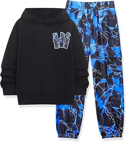 Boys Clothes Long Sleeve Hooded Sweatshirt Top Camouflage Sweatpants Fall Winter Kid Outfits Set 6-14T