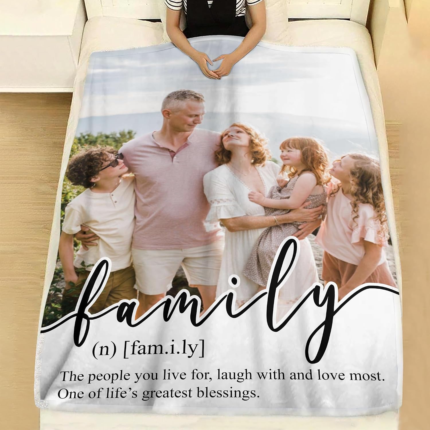 GOSSBY Personalized Custom Blanket Family Personalized Gifts for Mom Dad, Custom Throw Blankets, Customized Gifts for Women Men Family Friend Girlfriend on Birthday Christmas Mothers Fathers Day Valen