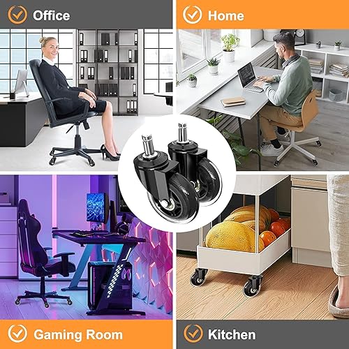Miniatura 4 de Ruedas para silla de oficina de 0.394 pulgadas, compatible con sillas IKEA, ruedas de goma de repuesto de 38 pulgadas, juego de 5, ruedas de