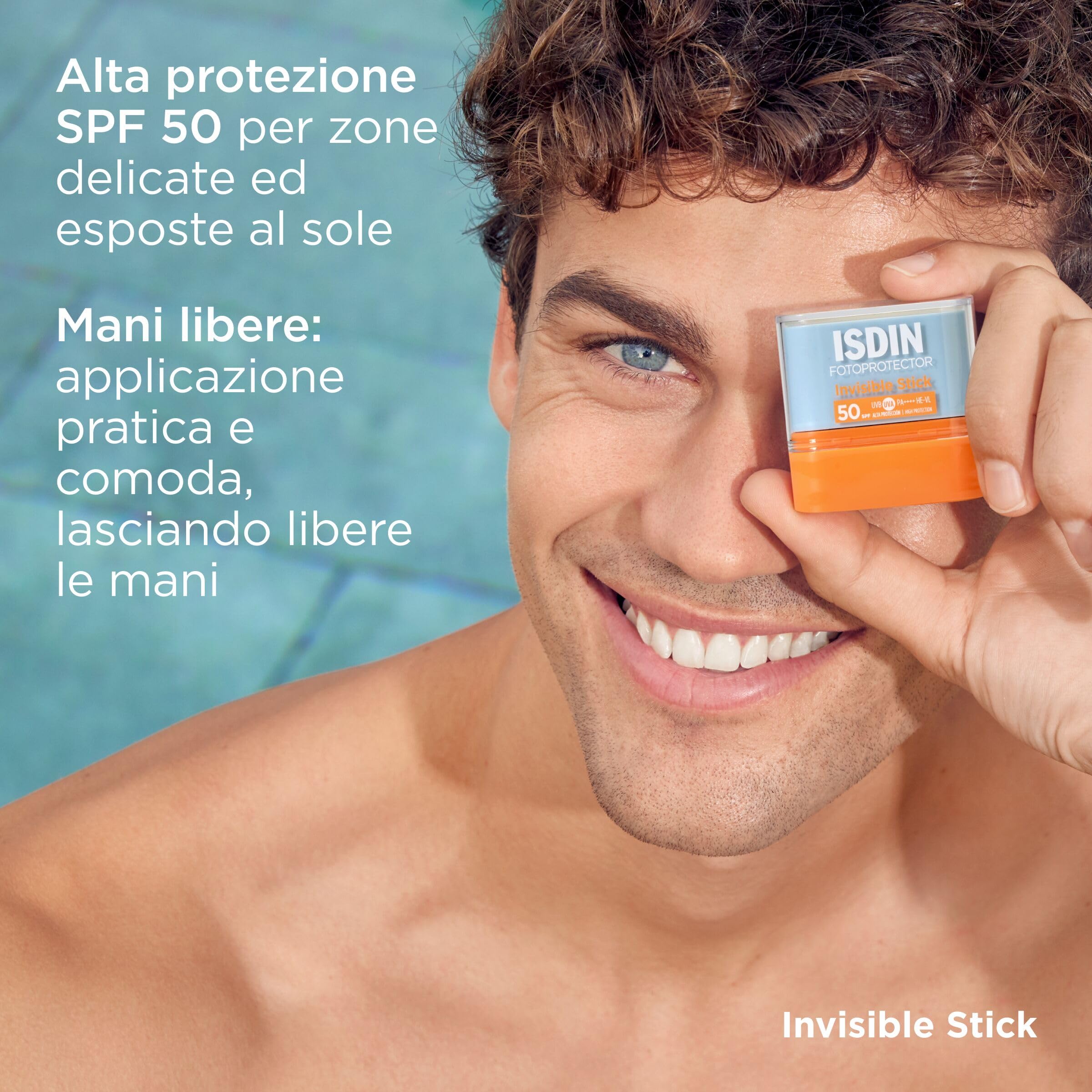 ISDIN Invisible Stick SPF 50 (10 g) | Crema Solare in Stick per Facilitare la Riapplicazione | Adatto a Tutti i Tipi di Pelle