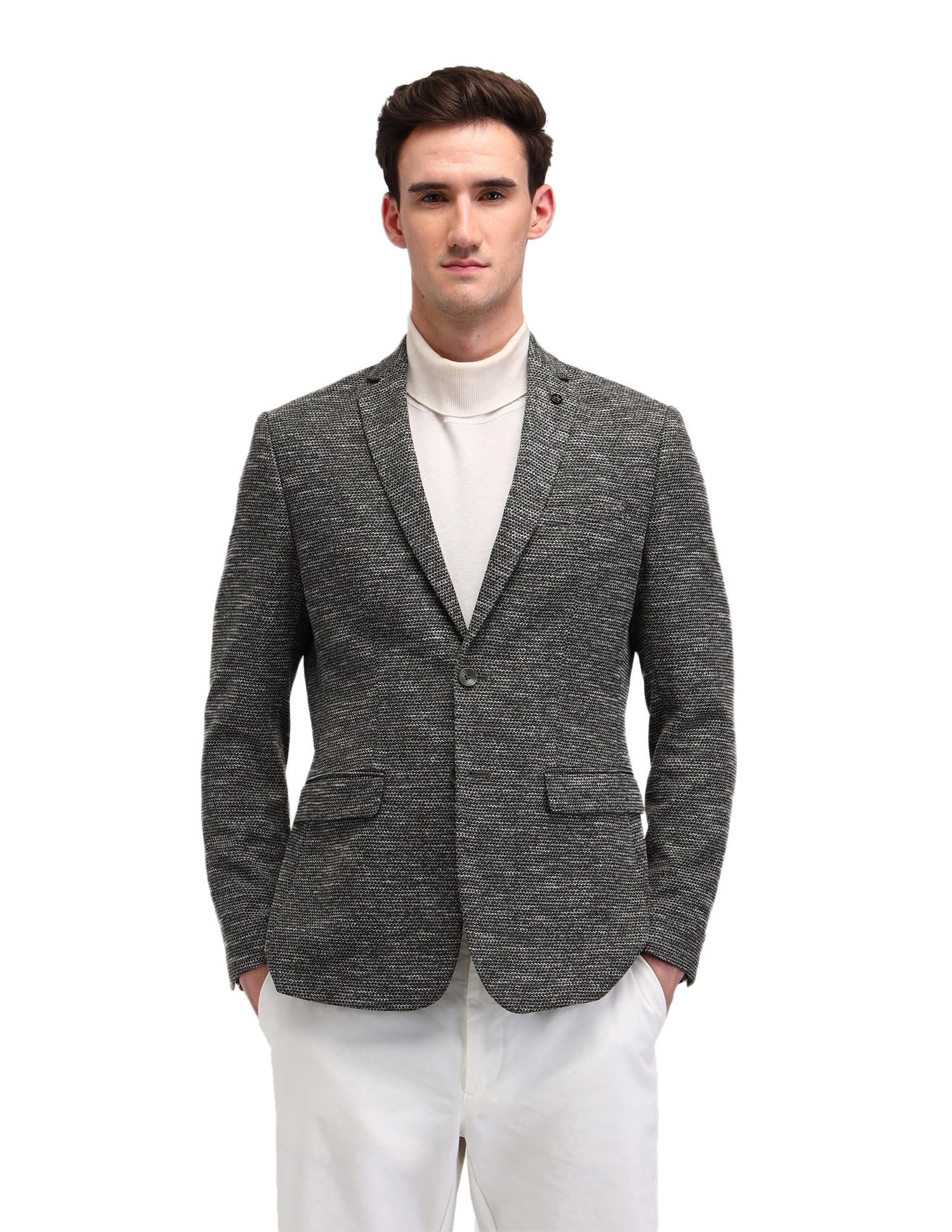arrow Mens Green Self-Design Notch Collar Long Sleeve Formal Polyester Slim Fit Blazer-picture-16