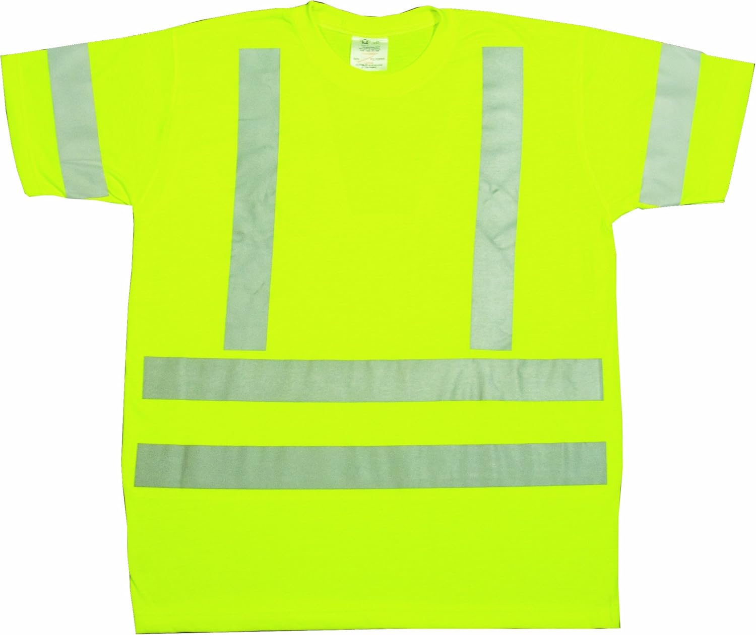 Mutual 96002 High Visibility Modacrylic ANSI Class 3 Durable Flame Retardant Safety Tee Shirt with 2" FR Reflective Stripes, 4X-Large, Lime