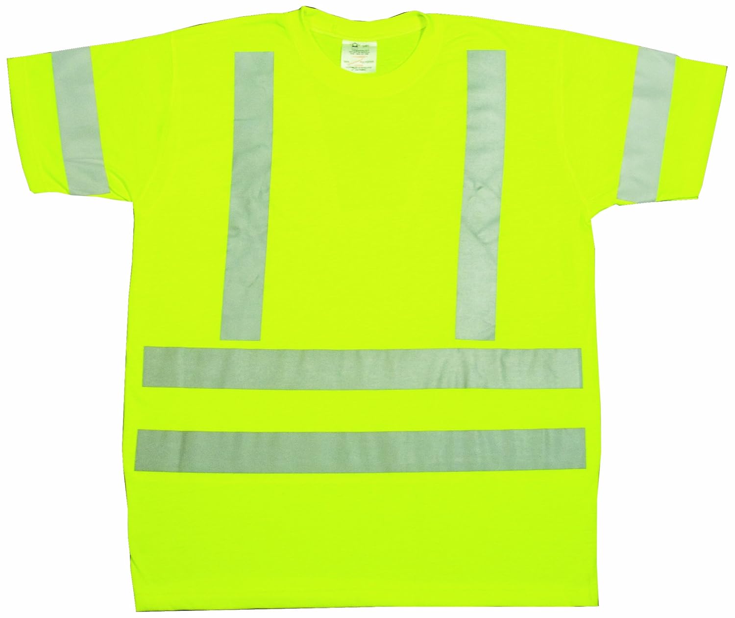 Mutual 96002 High Visibility Modacrylic ANSI Class 3 Durable Flame Retardant Safety Tee Shirt with 2" FR Reflective Stripes, Medium, Lime