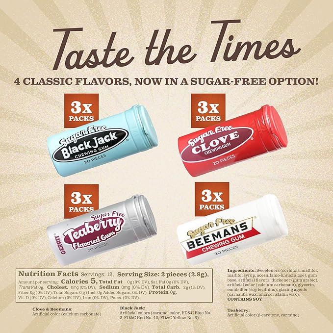 Chicle Sin Azúcar Gerrit's - Pack de 12 Tubos - Sabores Variados - 240 Unidades miniatura 2