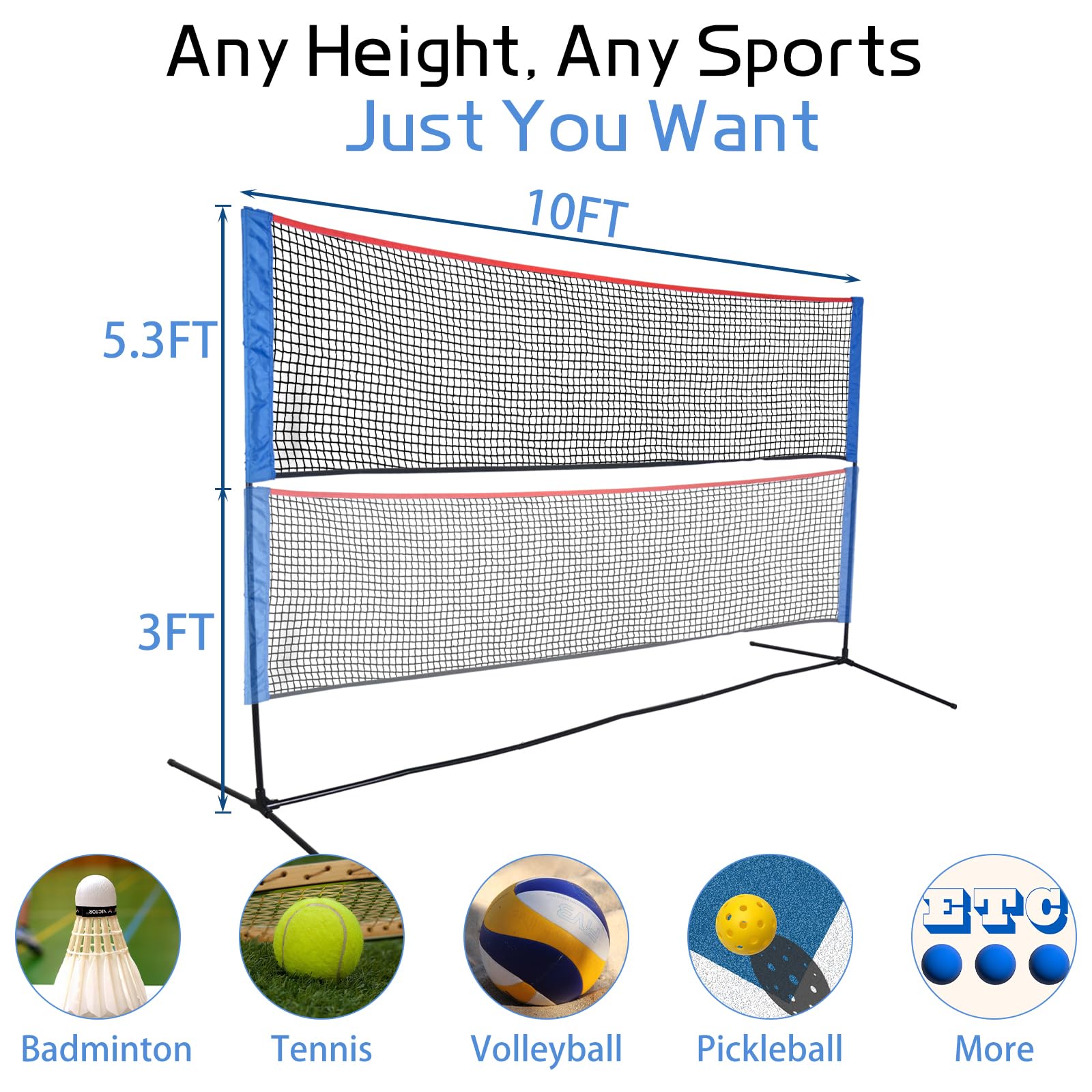 Mini juegos de voleibol de bádminton portátil para patios traseros al aire libre con red, la mejor red de voleibol de bádminton al aire libre, playa, césped, tenis, práctica de cancha para entrada