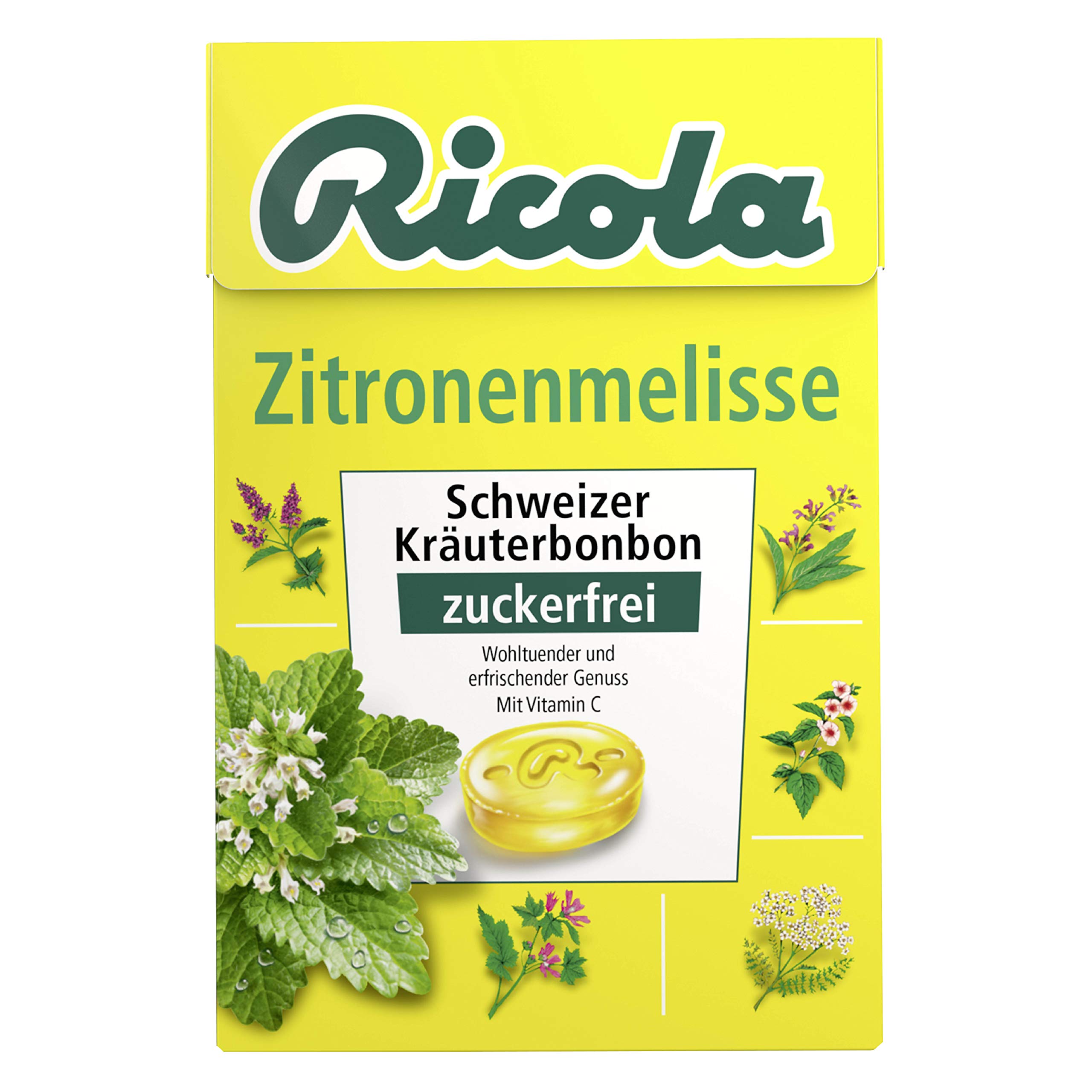 Ricola Zitronenmelisse, Schweizer Kräuterbonbon, 10 x 50g Böxli, ohne Zucker, Wohltuend und erfrischender Genuss & Apfelminze, Schweizer Kräuterbonbon, 10 x 50g Böxli, ohne Zucker