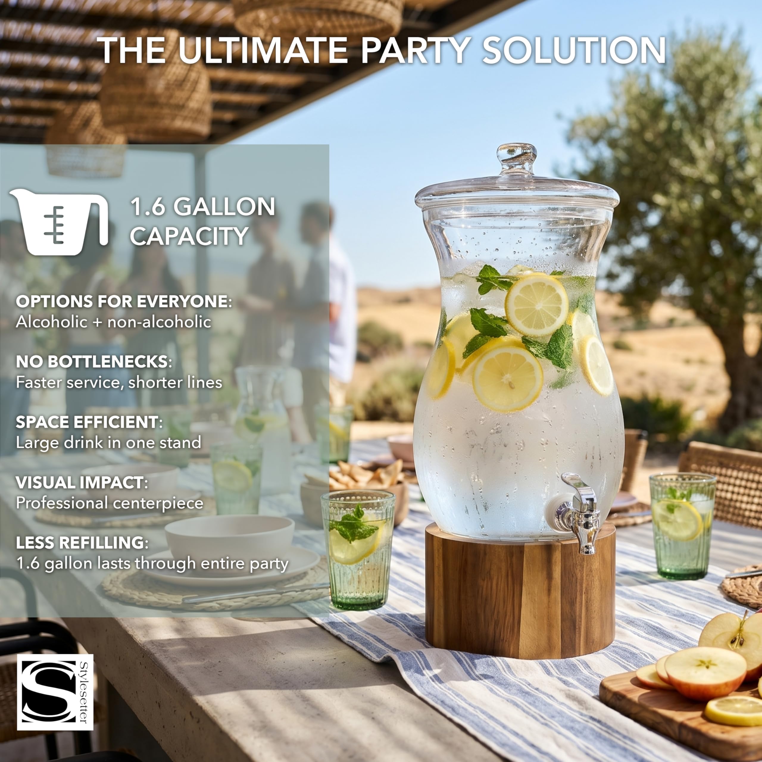 Style Setter 210767 - Dispensador de bebidas Madera, transparente