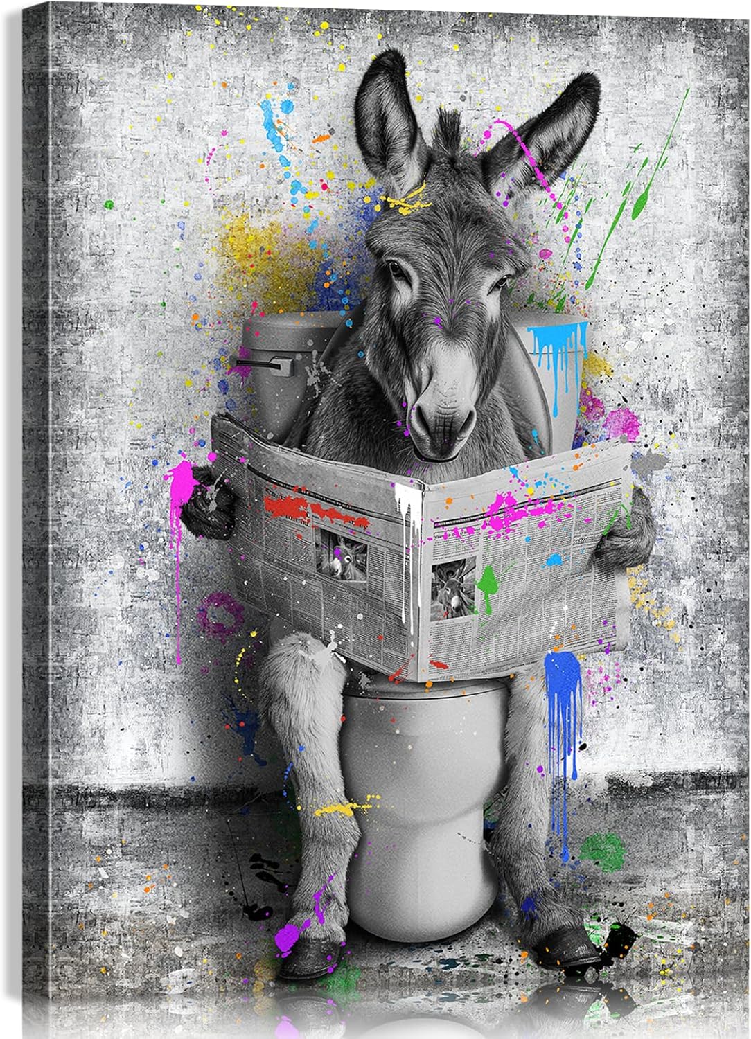 Mistyefly Divertidos carteles divertidos para decoración de baño, materiales de lectura de burro en decoración de inodoro, carteles de animales con