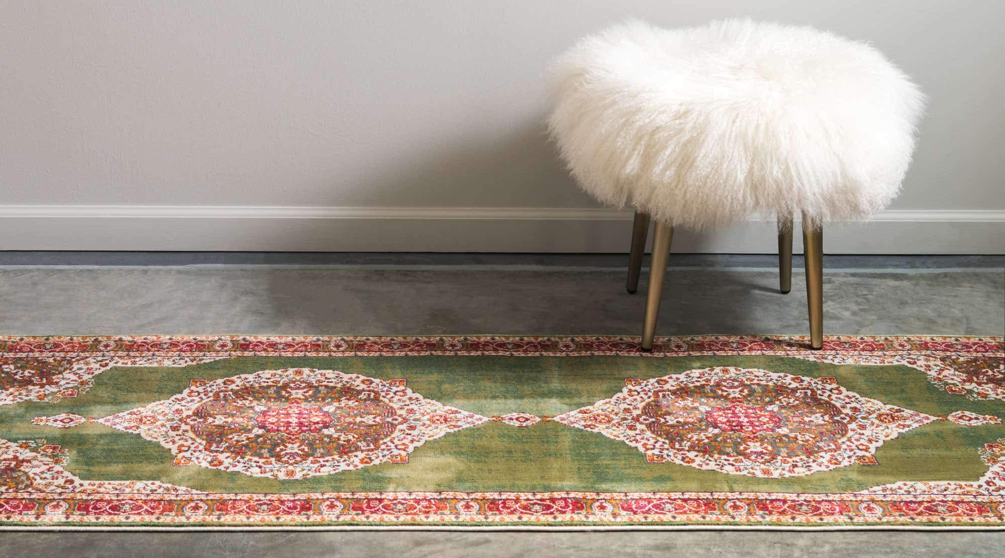 Unique Loom Baracoa Collection Bright Tones Vintage Traditional Green Runner Rug (2' 2 x 6' 0)