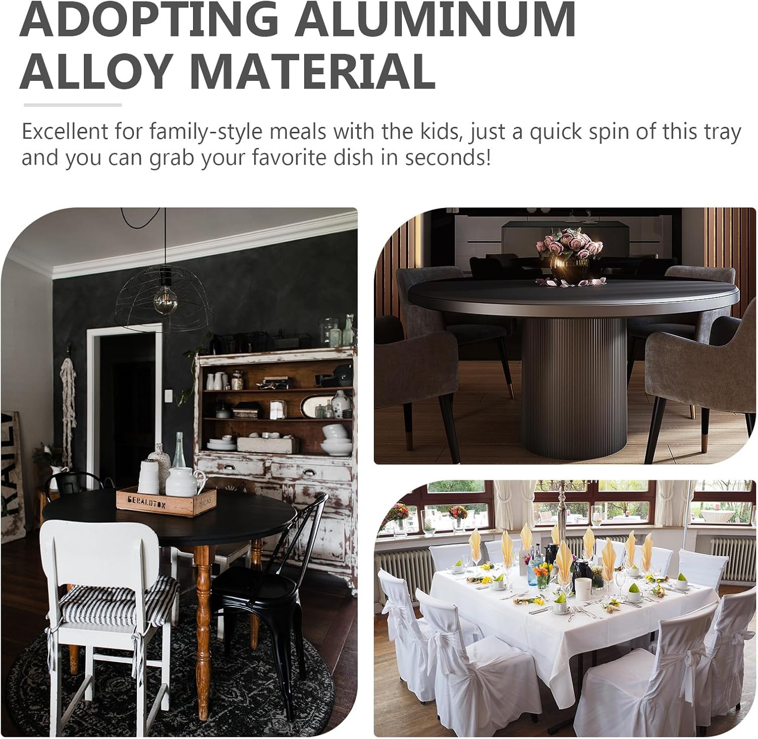 Heavy Duty Aluminum Alloy Turntable Base for Dining Tables Smooth Rotating Lazy Susan Accessory Sturdy Marble Wood Table Support for Restaurants and Home Use