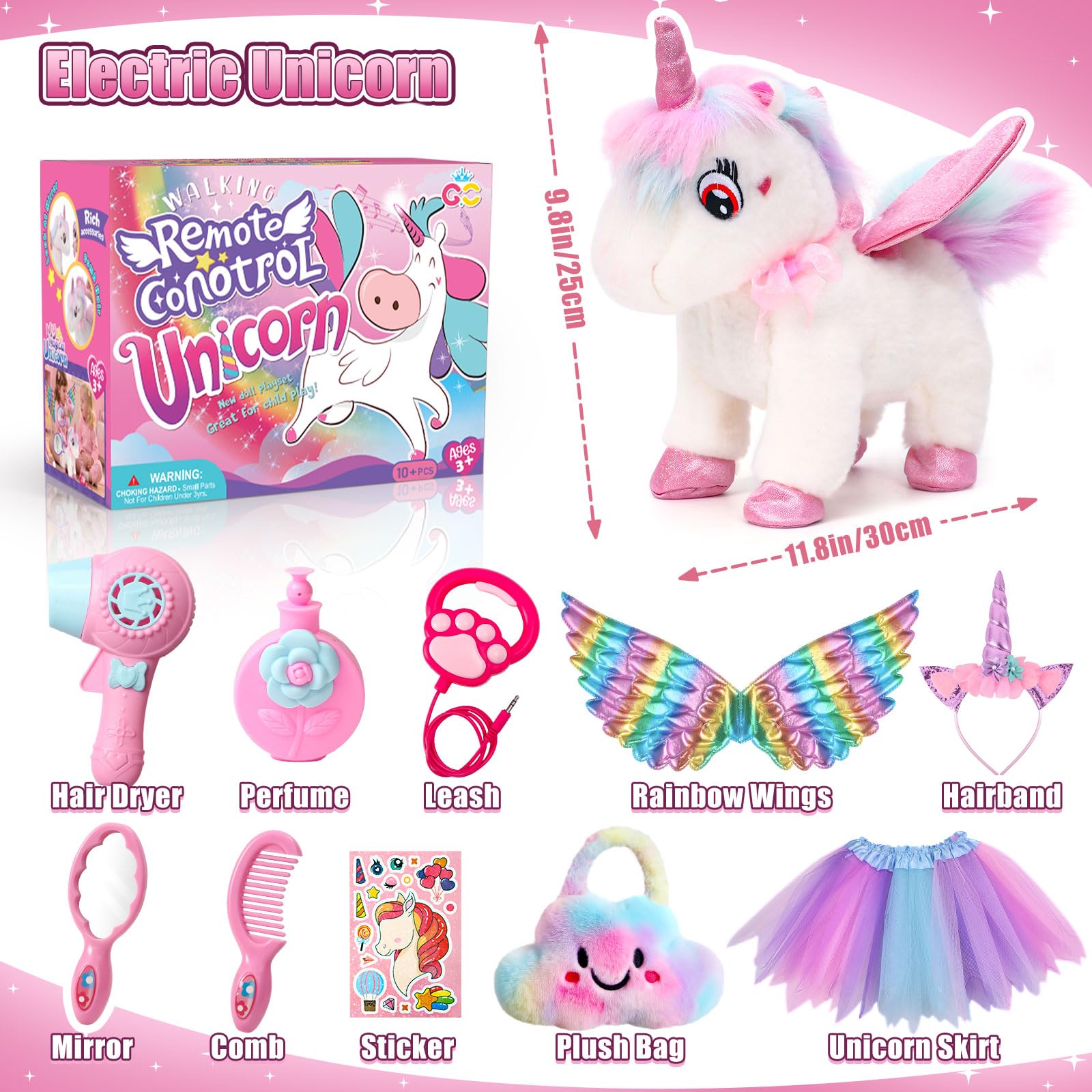 TUZT Unicornios Peluche Juguetes Niña de 3 4 5 6 7 8 Años con Unicornio Peluche Que Anda y Ladra, Ropa & Bolso, Electrónico Unicornio Juguete Cumpleaños Navidad Peluche Unicornios Regalos para Niños