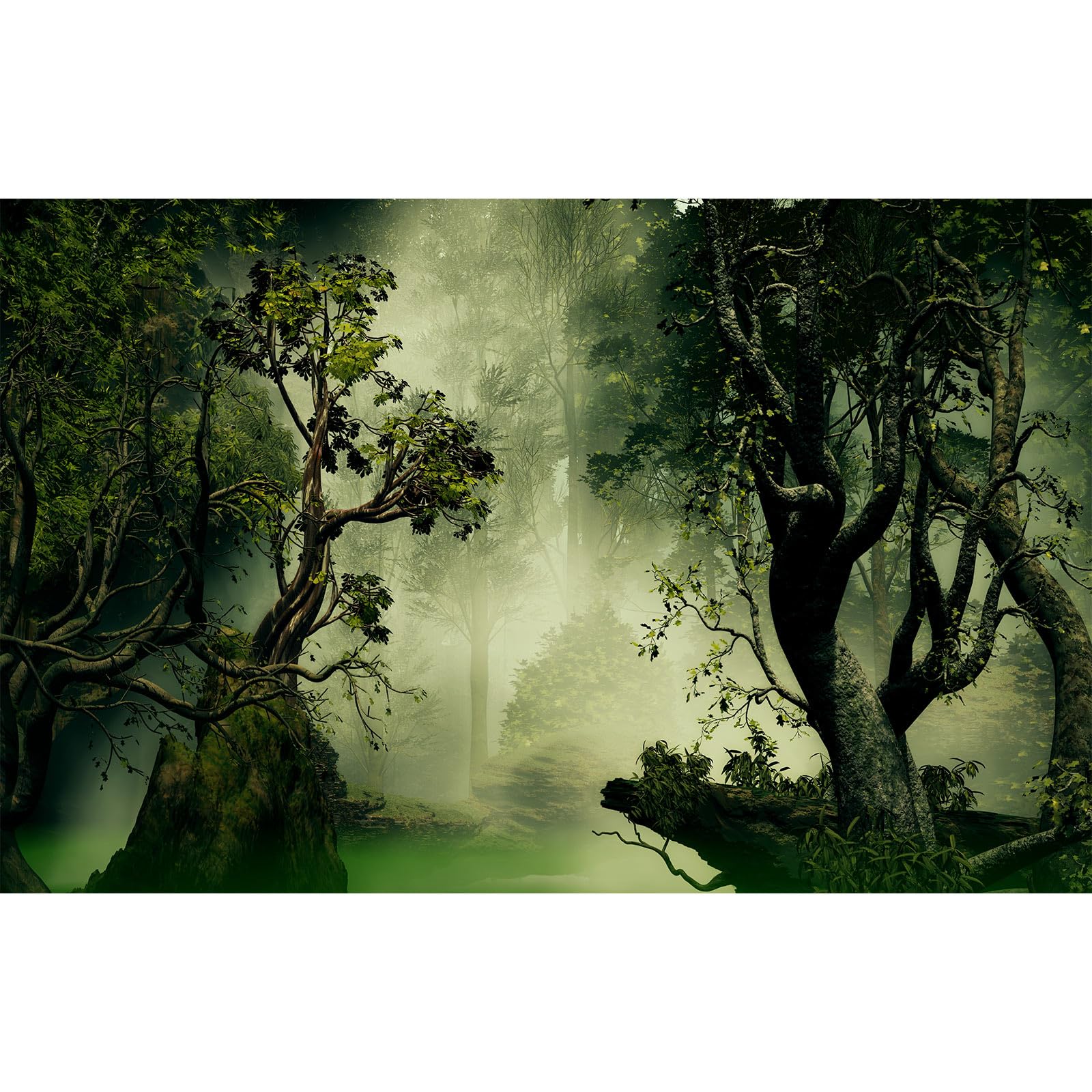 Deep Forest Aquarium Background Tranquil Lake Foggy Misty Rainforest Terrarium Background Tropical Jungle Old Trees Fish Tank Background Natural Forest Landscape Aquarium Backdrop Poster Vinyl 60x24in